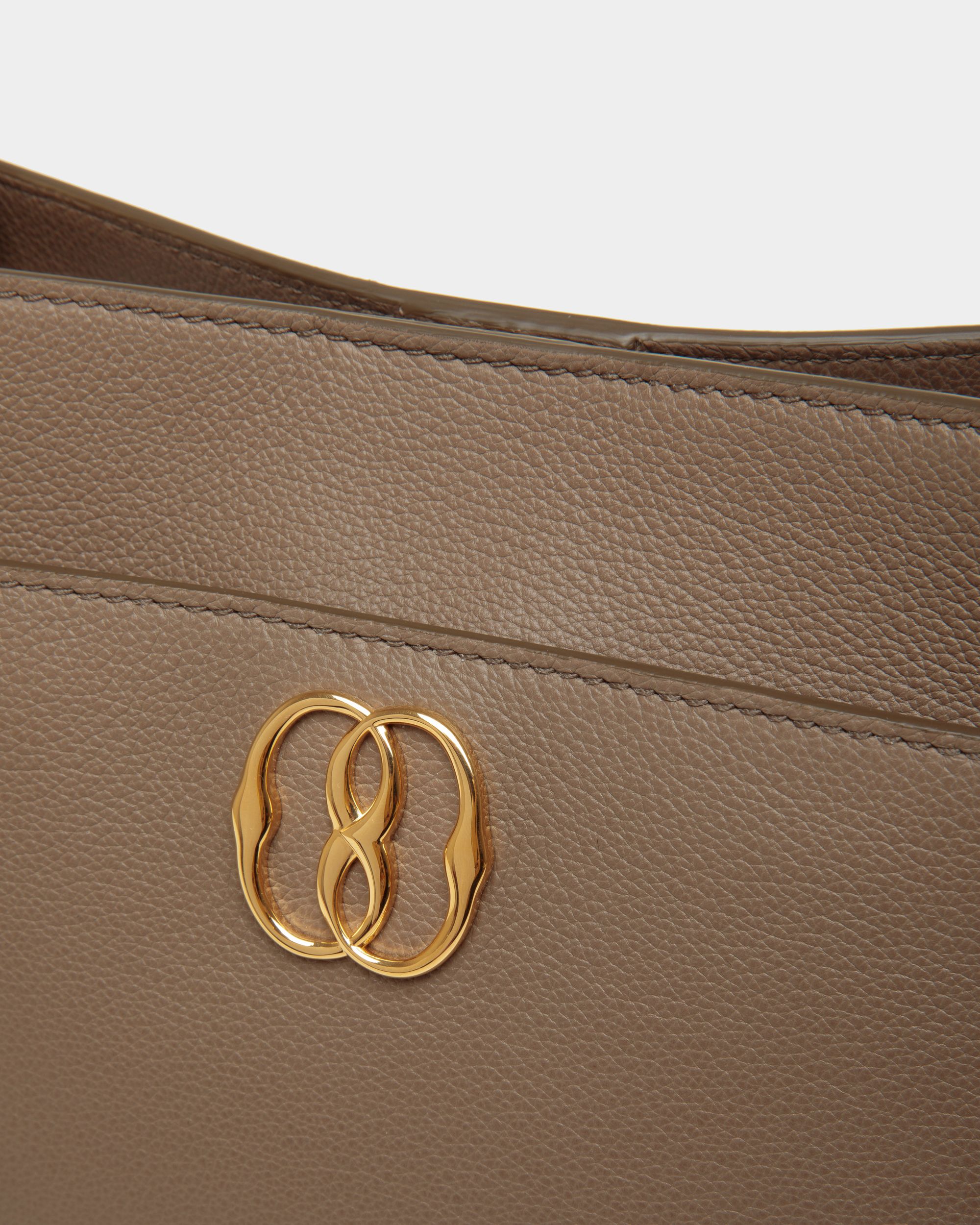 Bally Global - Emblem Shoulder Bag in Beige Grained Leather - Beige