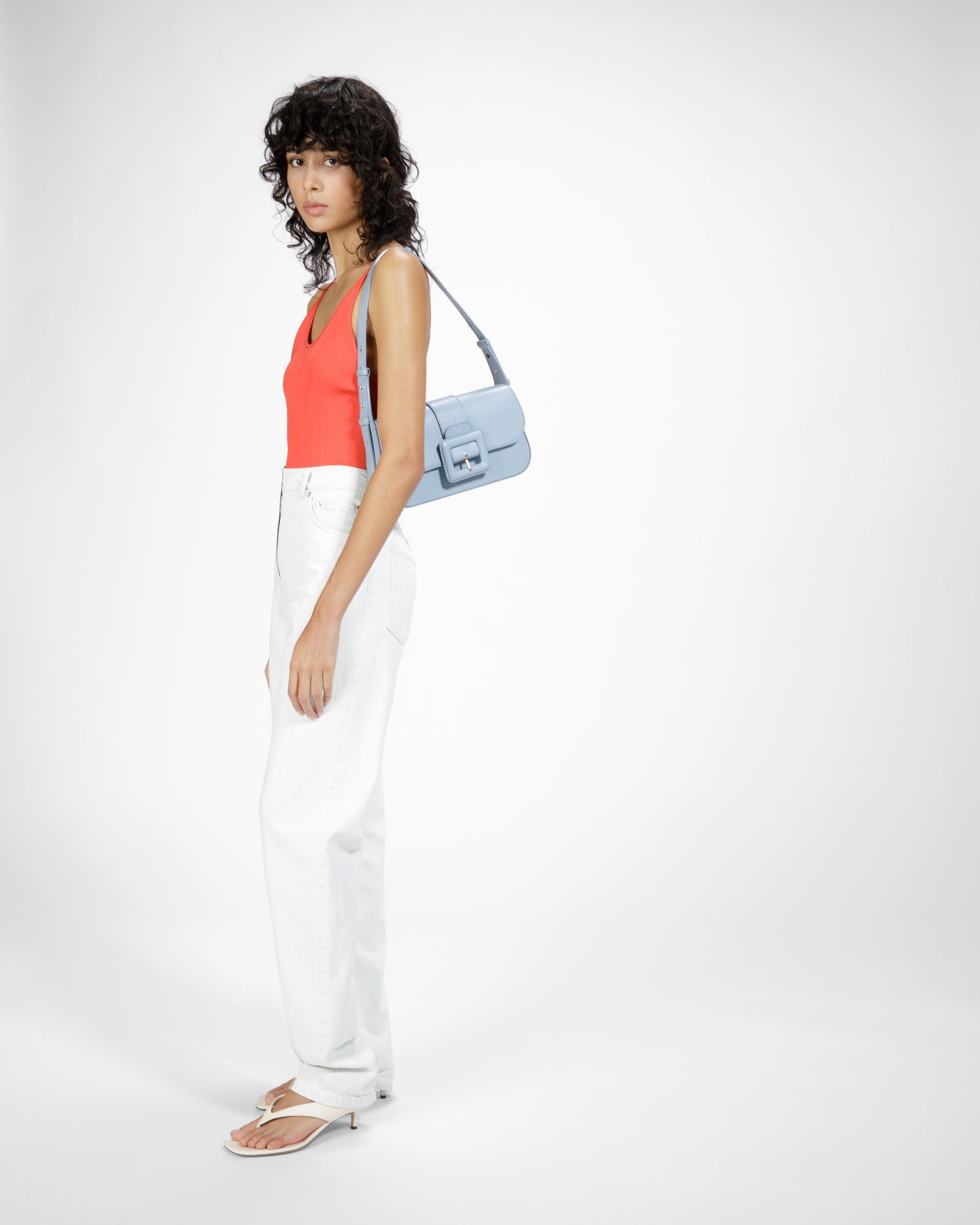 Bally Global - Jadha Leather Shoulder Bag In Light Blue - Blue