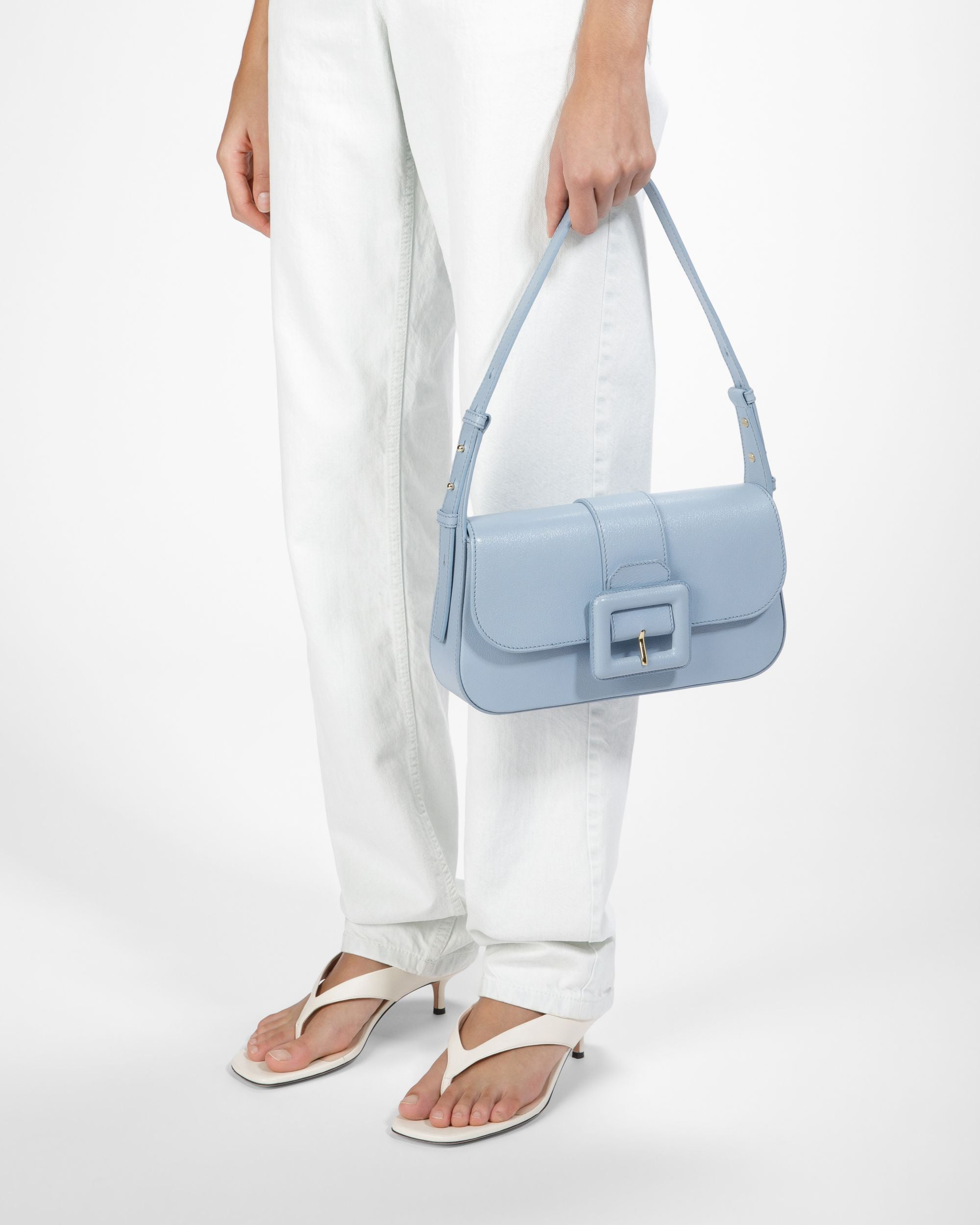 Bally Global - Jadha Leather Shoulder Bag In Light Blue - Blue