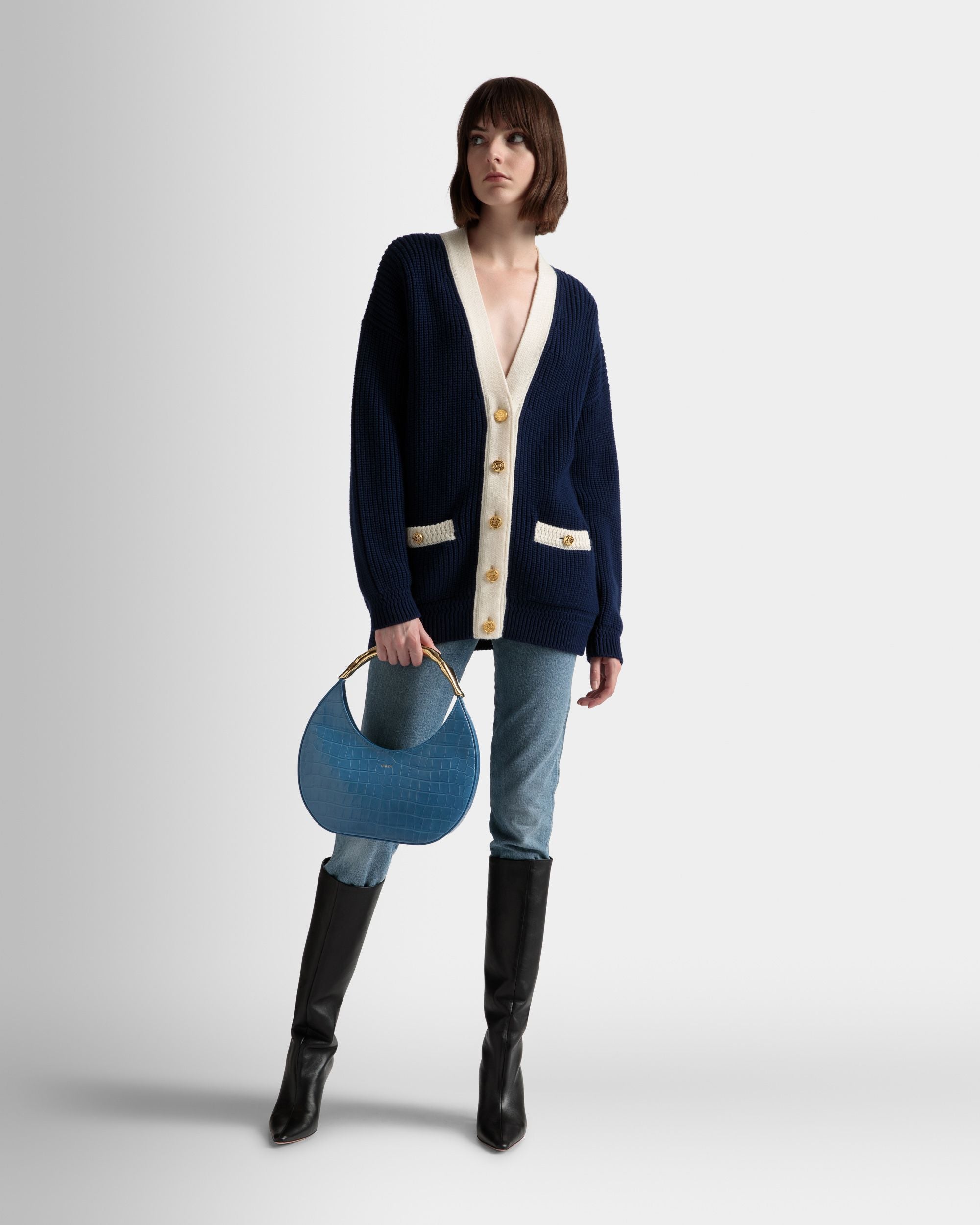 Bally Global - Baroque Hobo Bag In Blue Kiss Leather - Azul