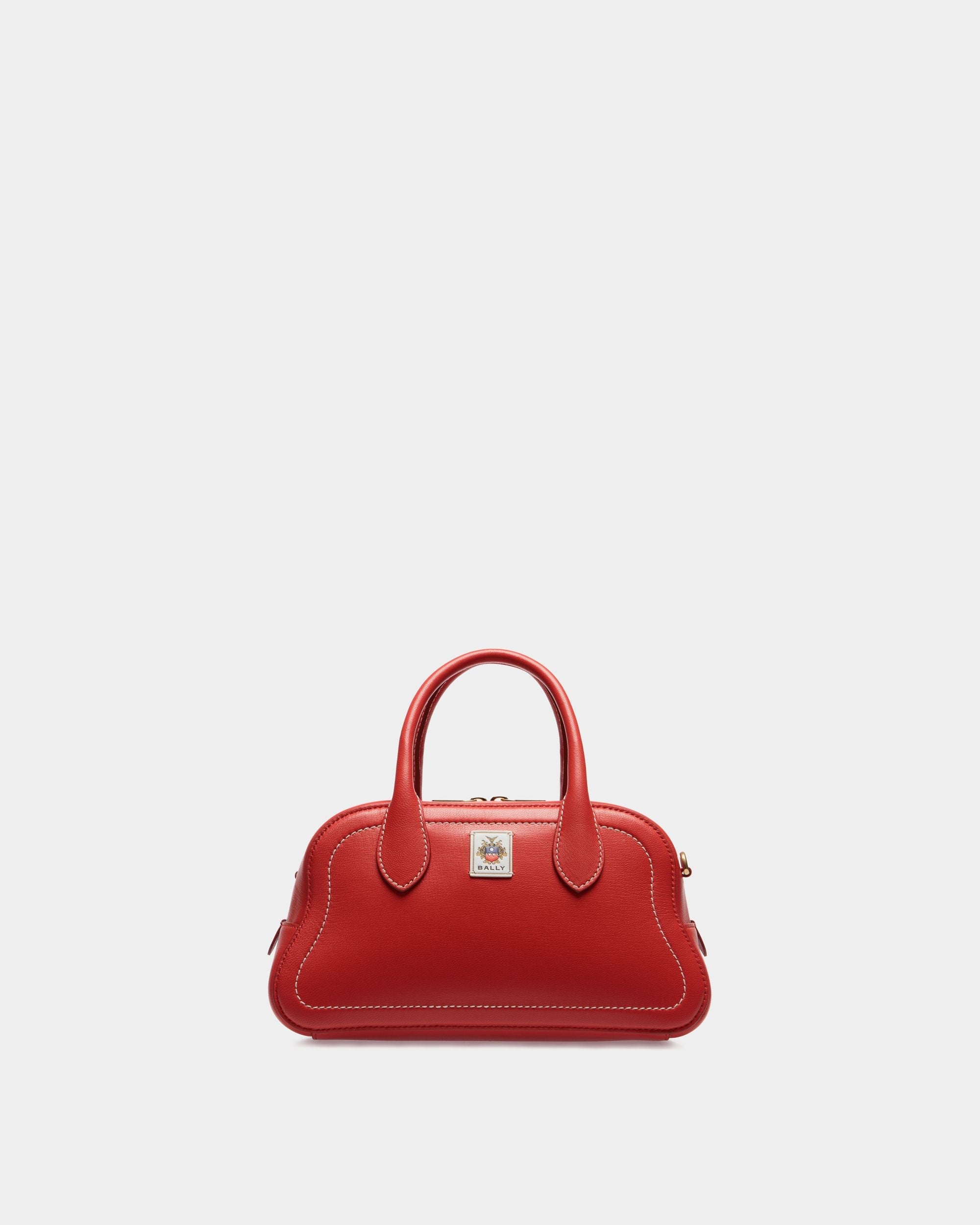 Bally Global - Unda Top Handle Bag in Red Grained Leather - Red