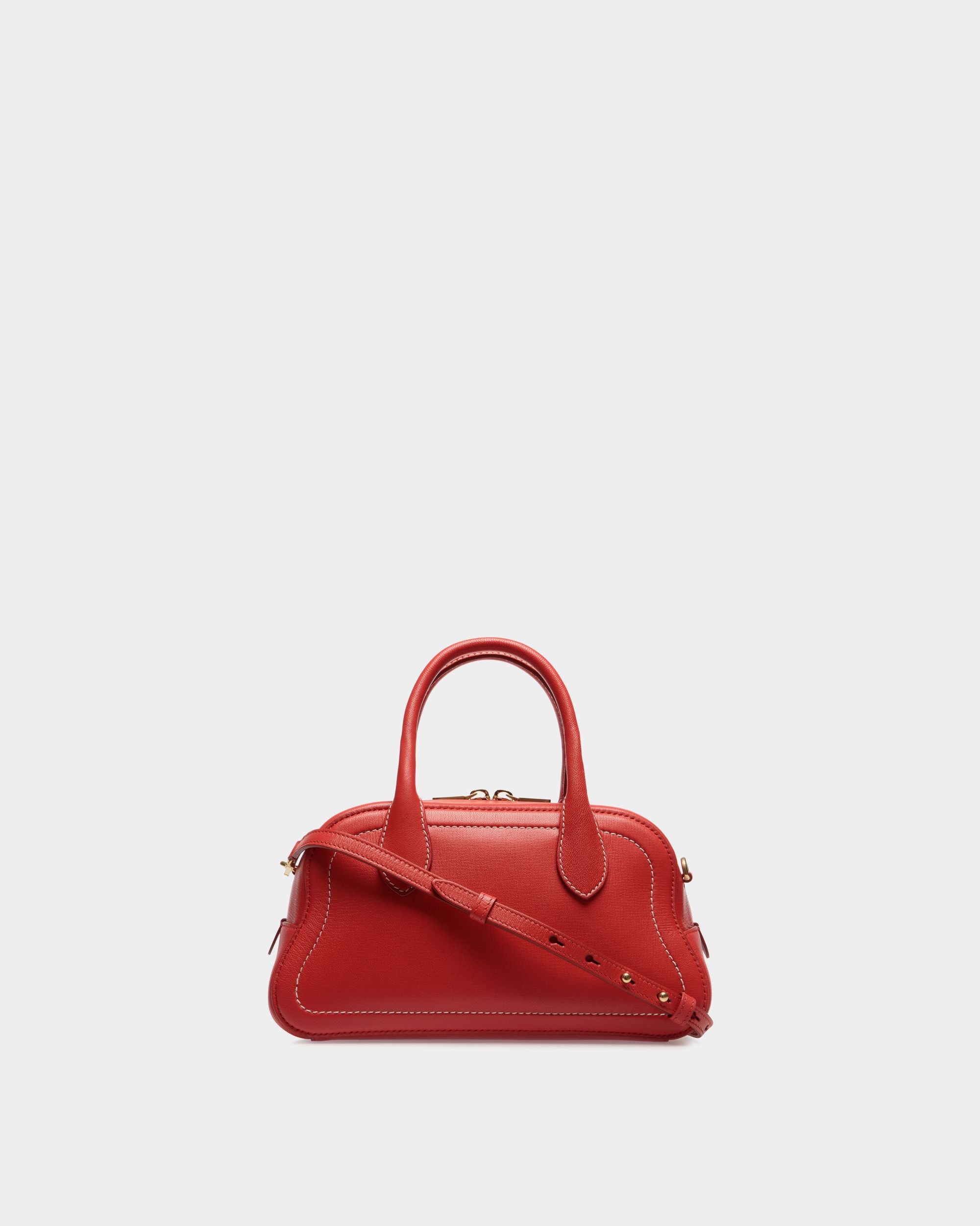 Bally Global - Unda Top Handle Bag in Red Grained Leather - Red