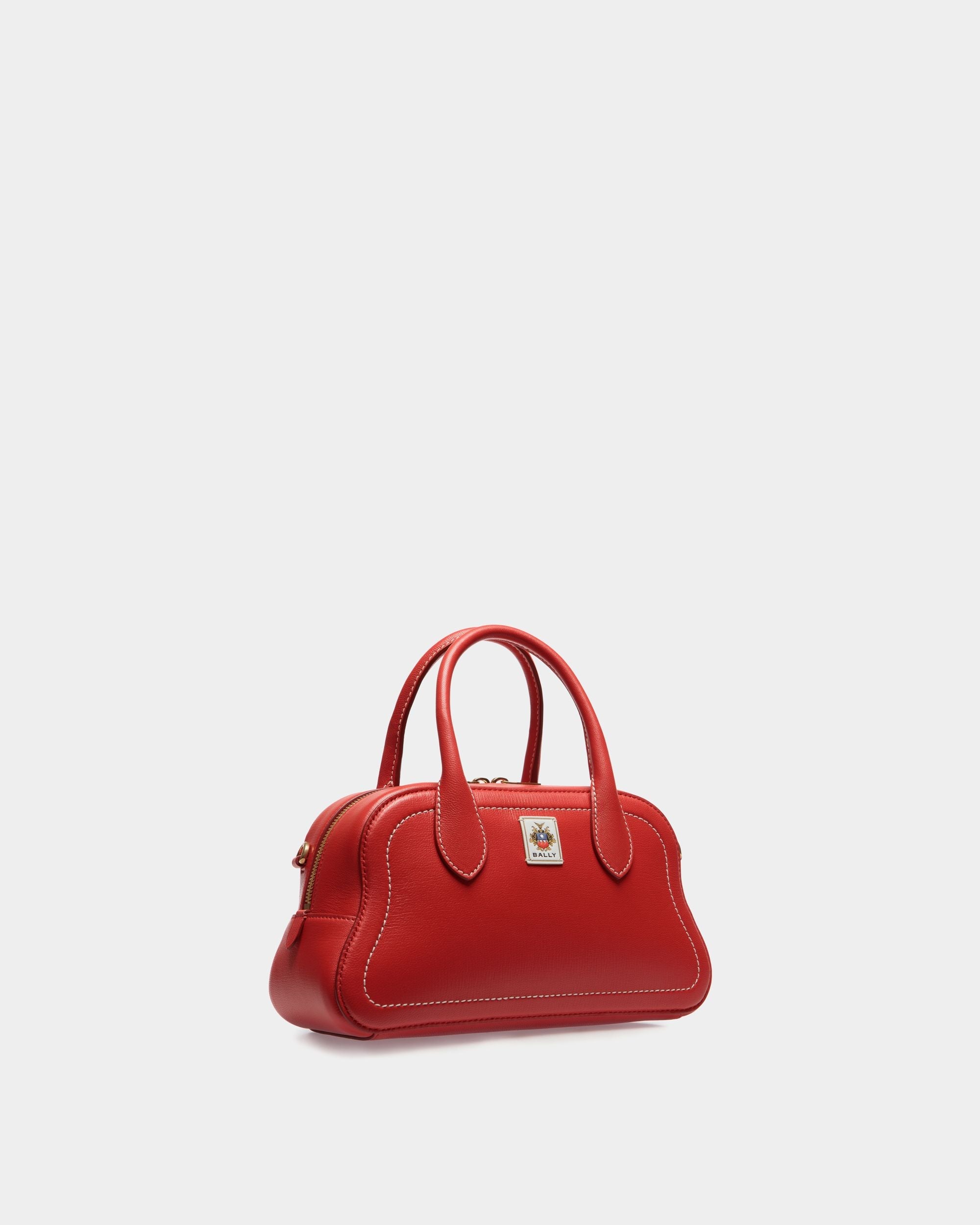 Bally Global - Unda Top Handle Bag in Red Grained Leather - Red