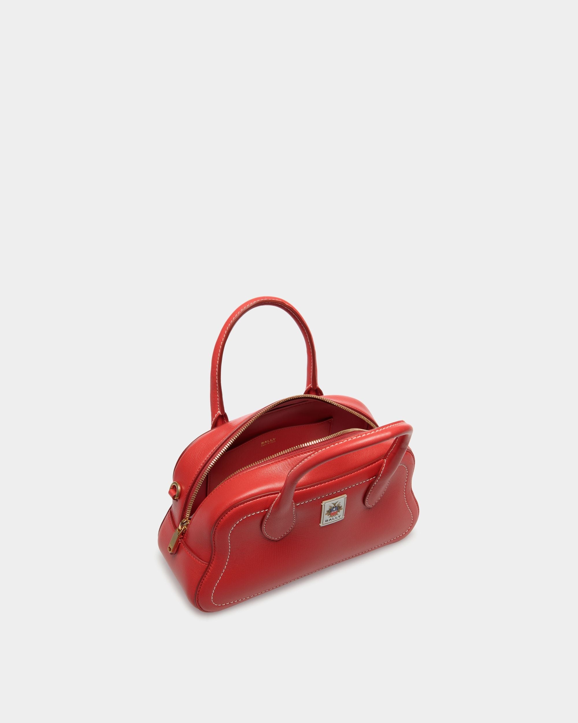 Bally Global - Unda Top Handle Bag in Red Grained Leather - Red
