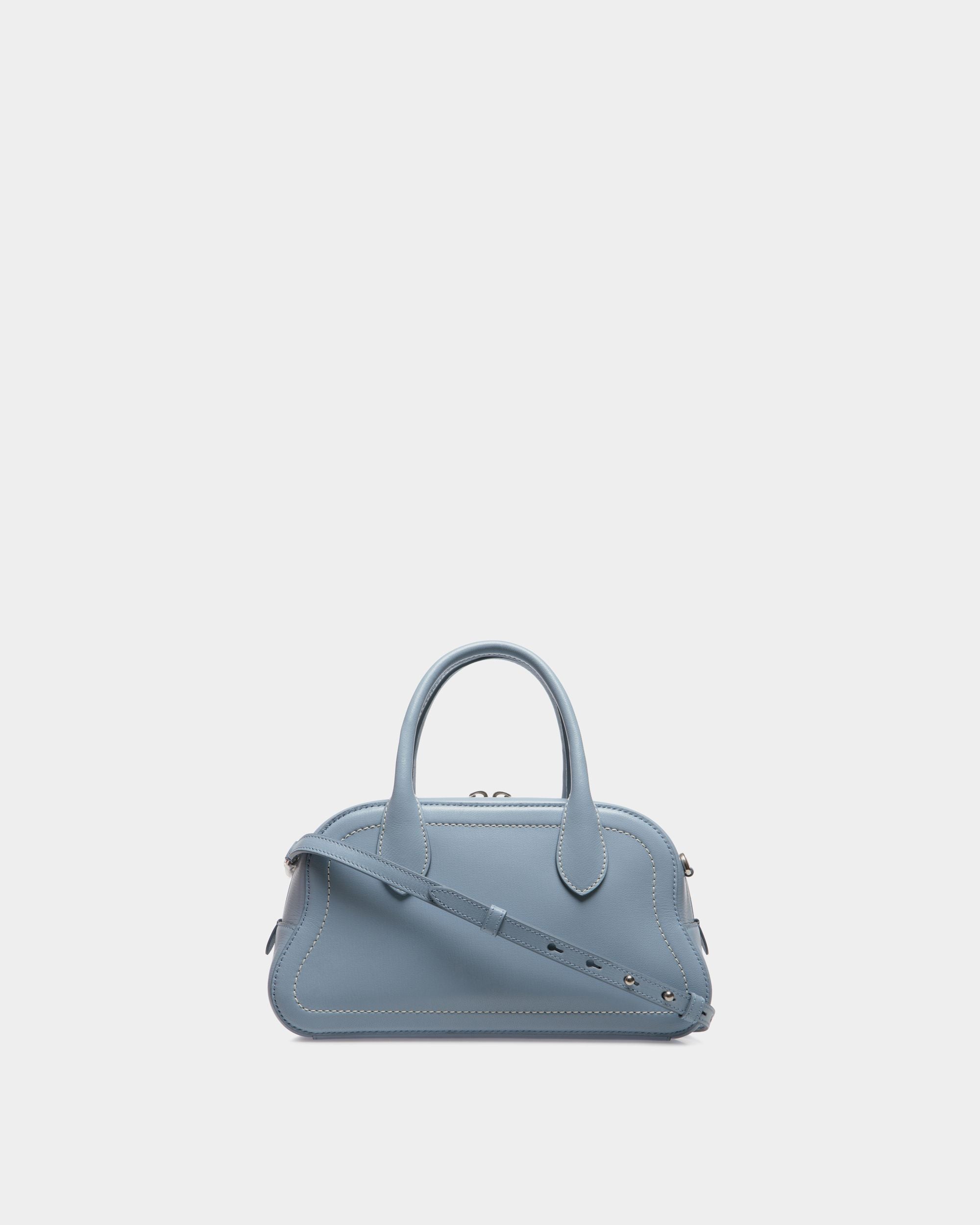 Bally Global - Unda Top Handle Bag in Light Blue Grained Leather - Blue