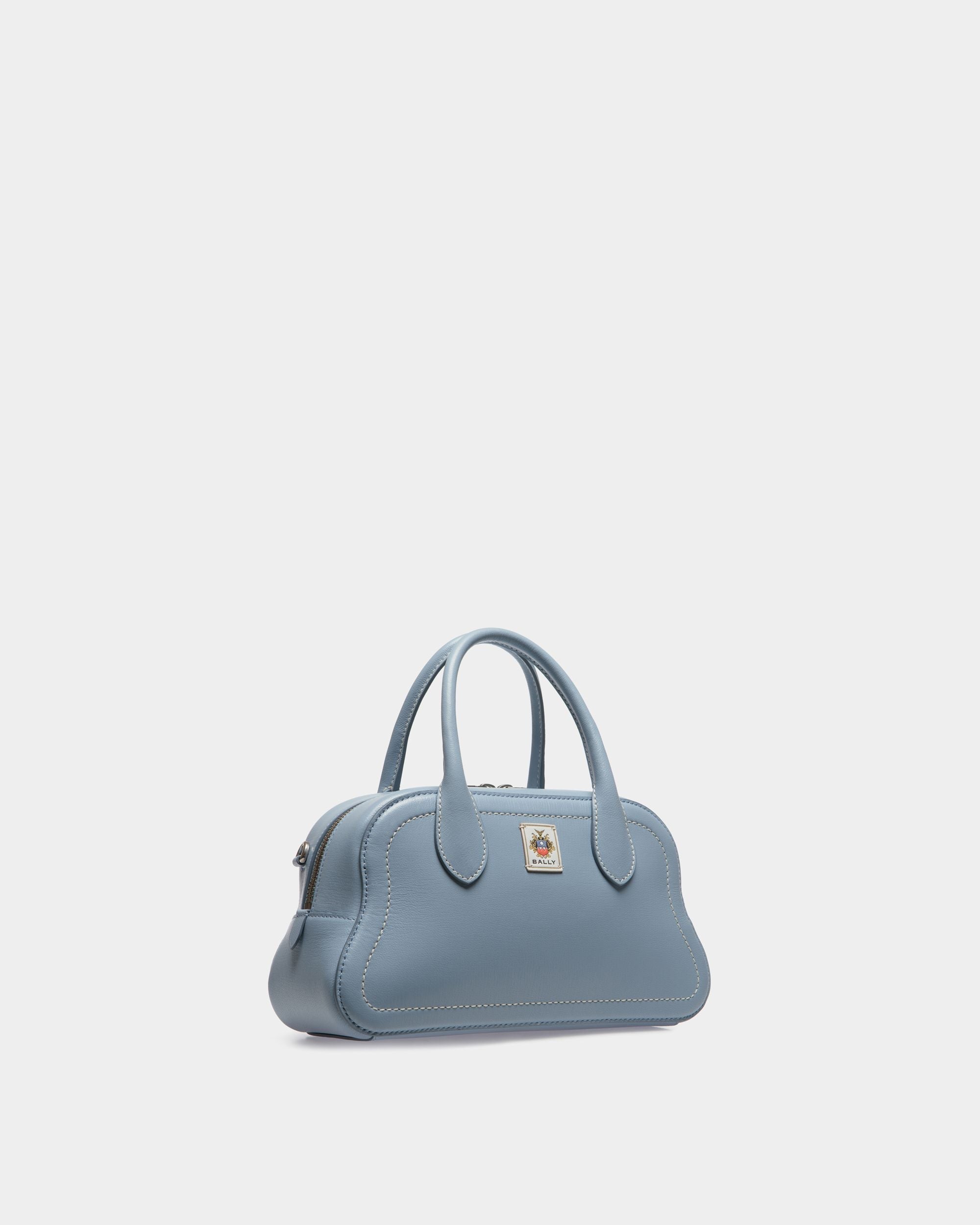 Bally Global - Unda Top Handle Bag in Light Blue Grained Leather - Blue