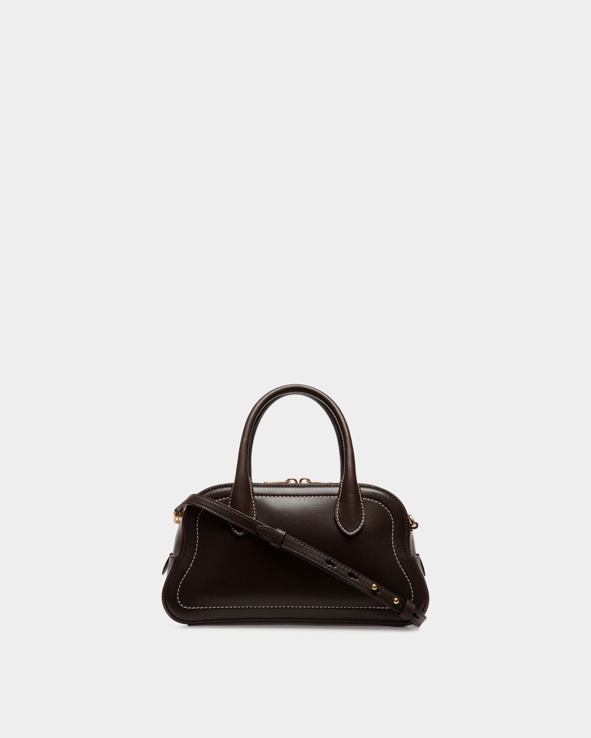 Bally Global - Unda Top Handle Bag in Ebano Grained Leather - Brown