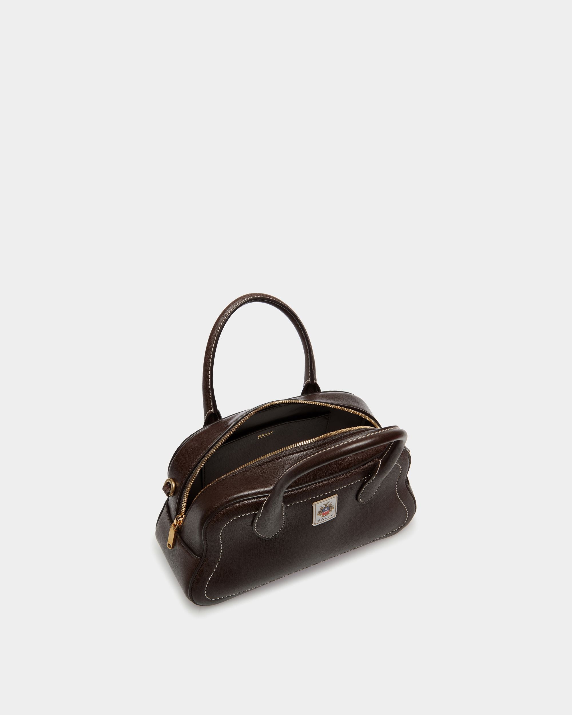 Bally Global - Unda Top Handle Bag in Ebano Grained Leather - Brown