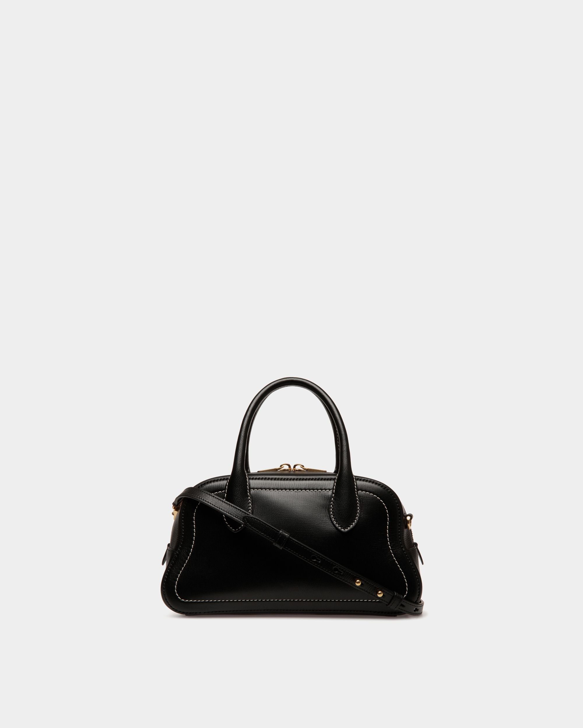Bally Global - Unda Top Handle Bag in Black Grained Leather - Black