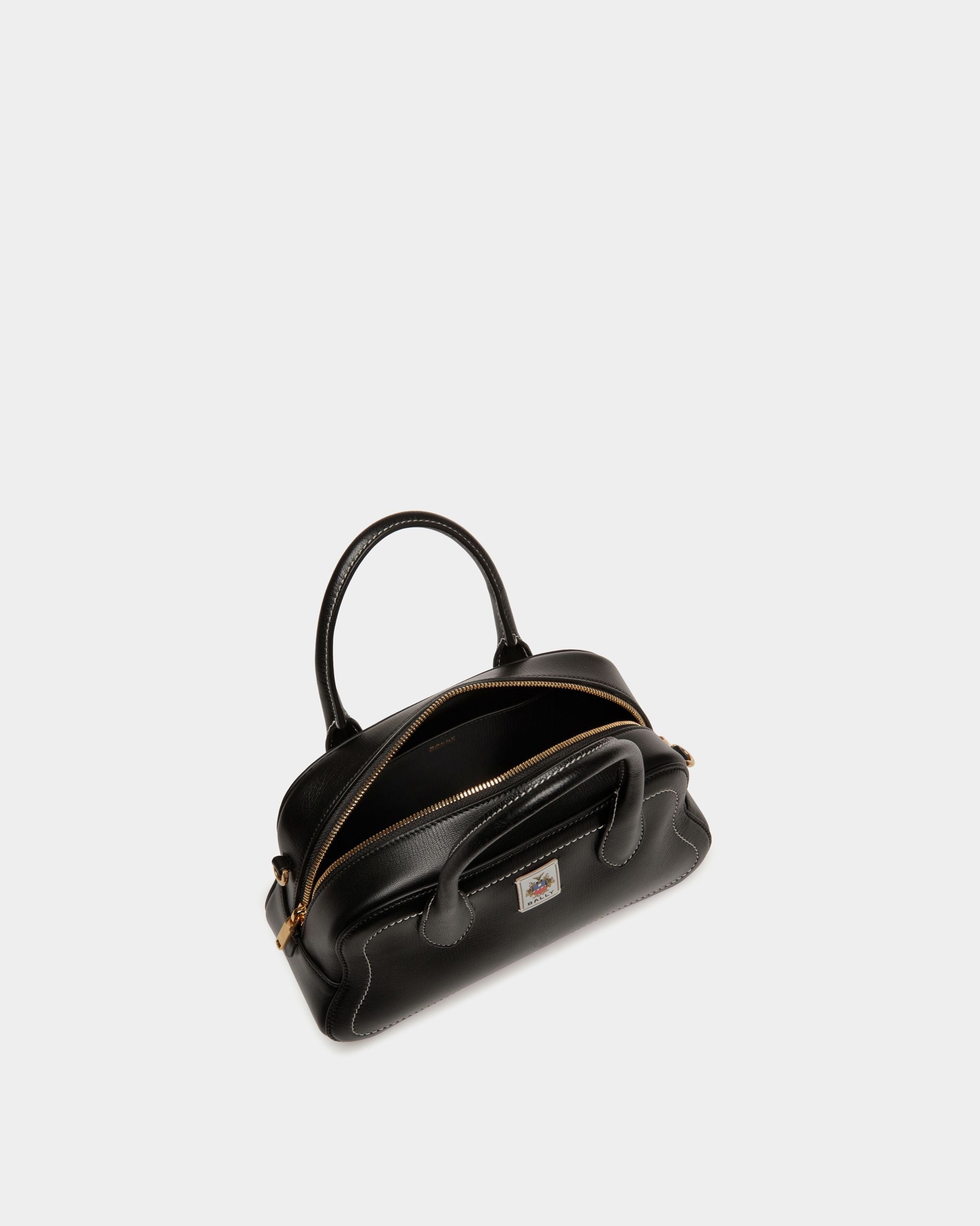 Bally Global - Unda Top Handle Bag in Black Grained Leather - Black