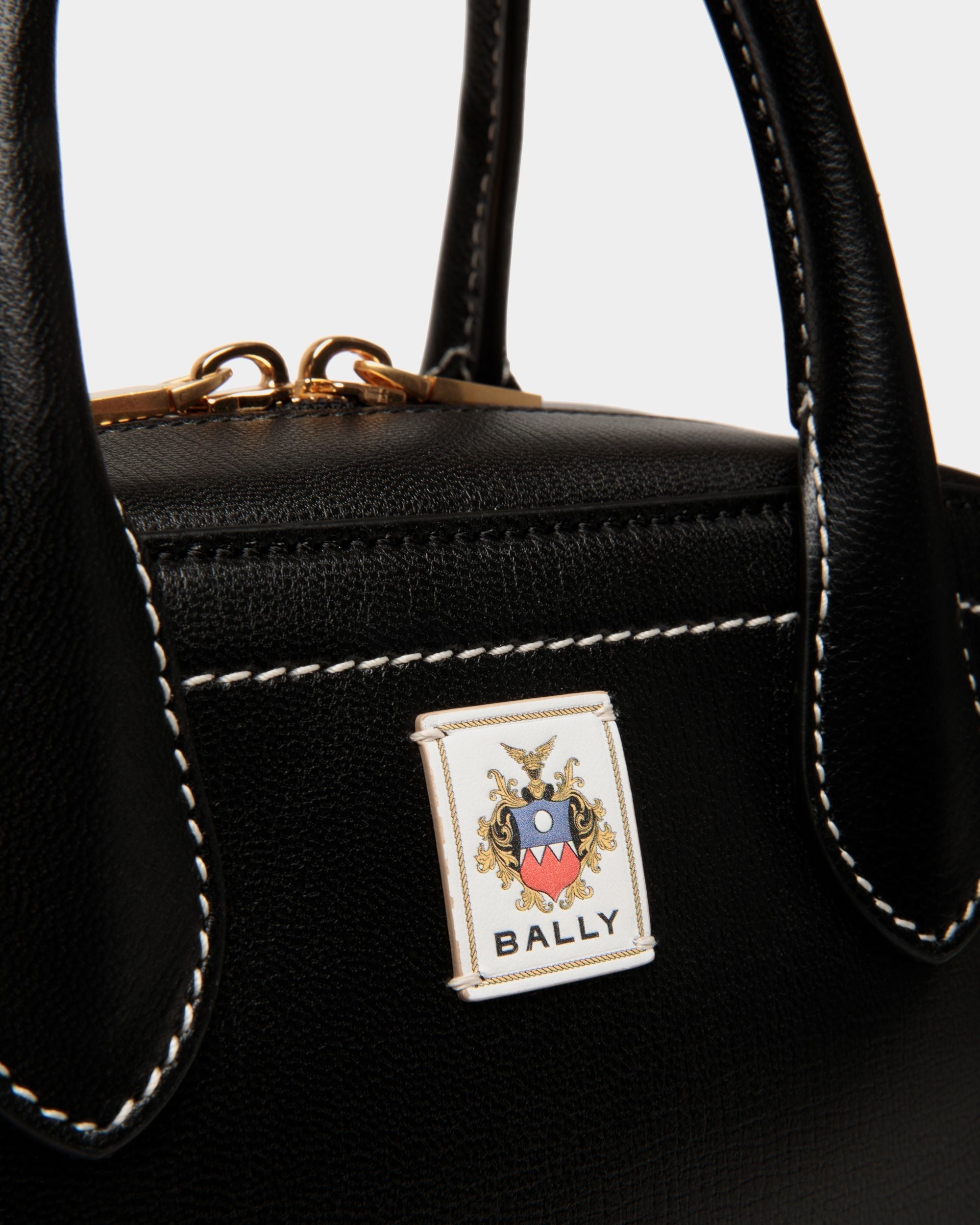 Bally Global - Unda Top Handle Bag in Black Grained Leather - Black