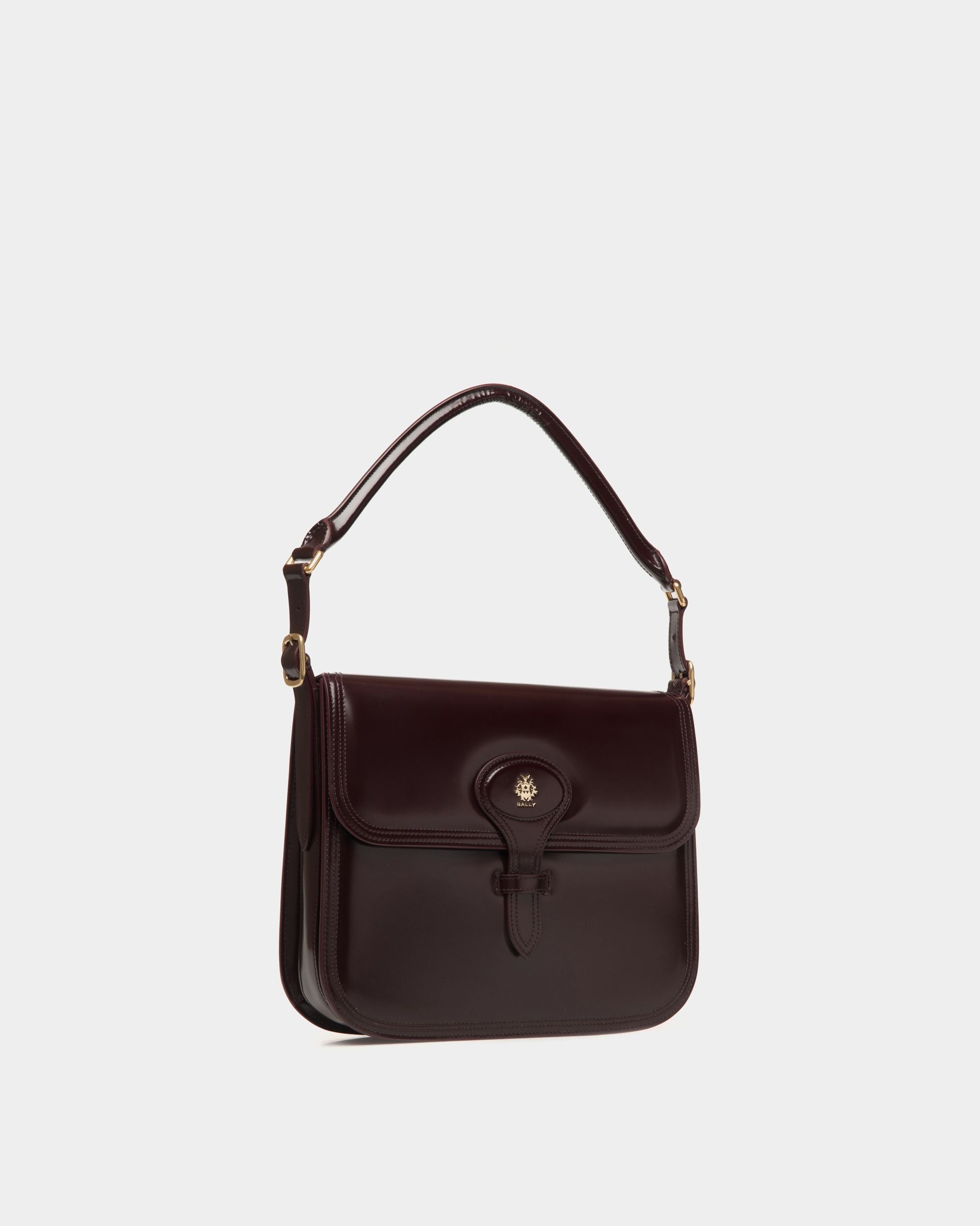 Bally Global - Beckett Shoulder Bag In Deep Burgundy Brushed Leather - Burgundy