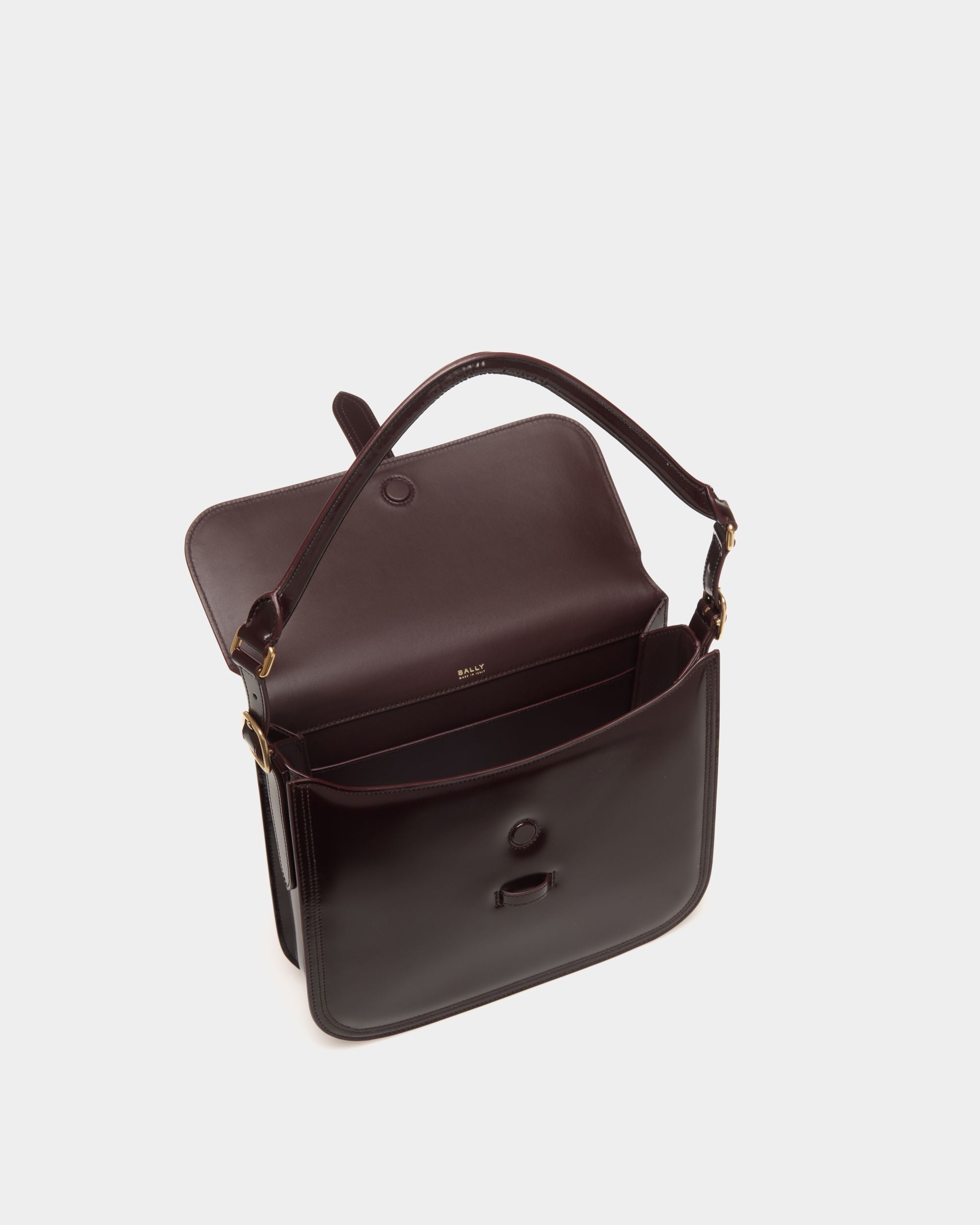 Bally Global - Beckett Shoulder Bag In Deep Burgundy Brushed Leather - Burgundy