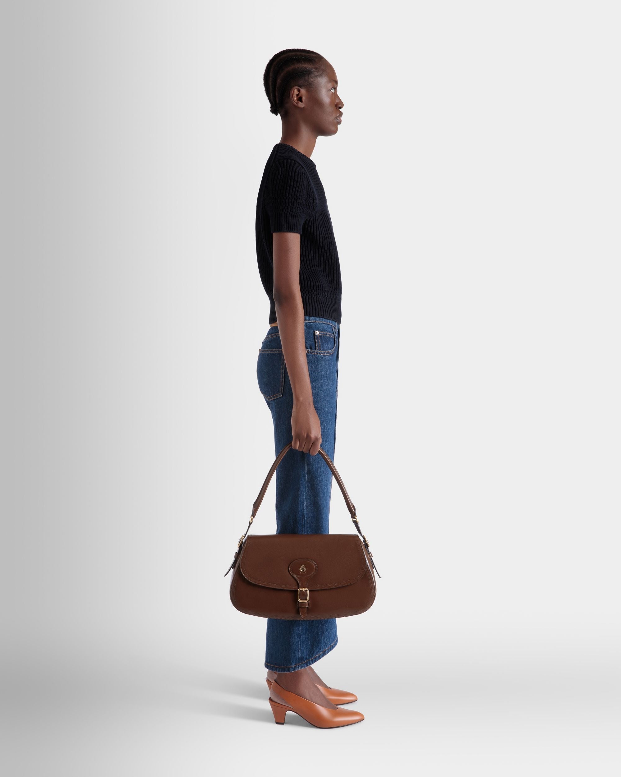 Bally Global - Beckett Shoulder Bag in Marron Glacé Leather - Brown