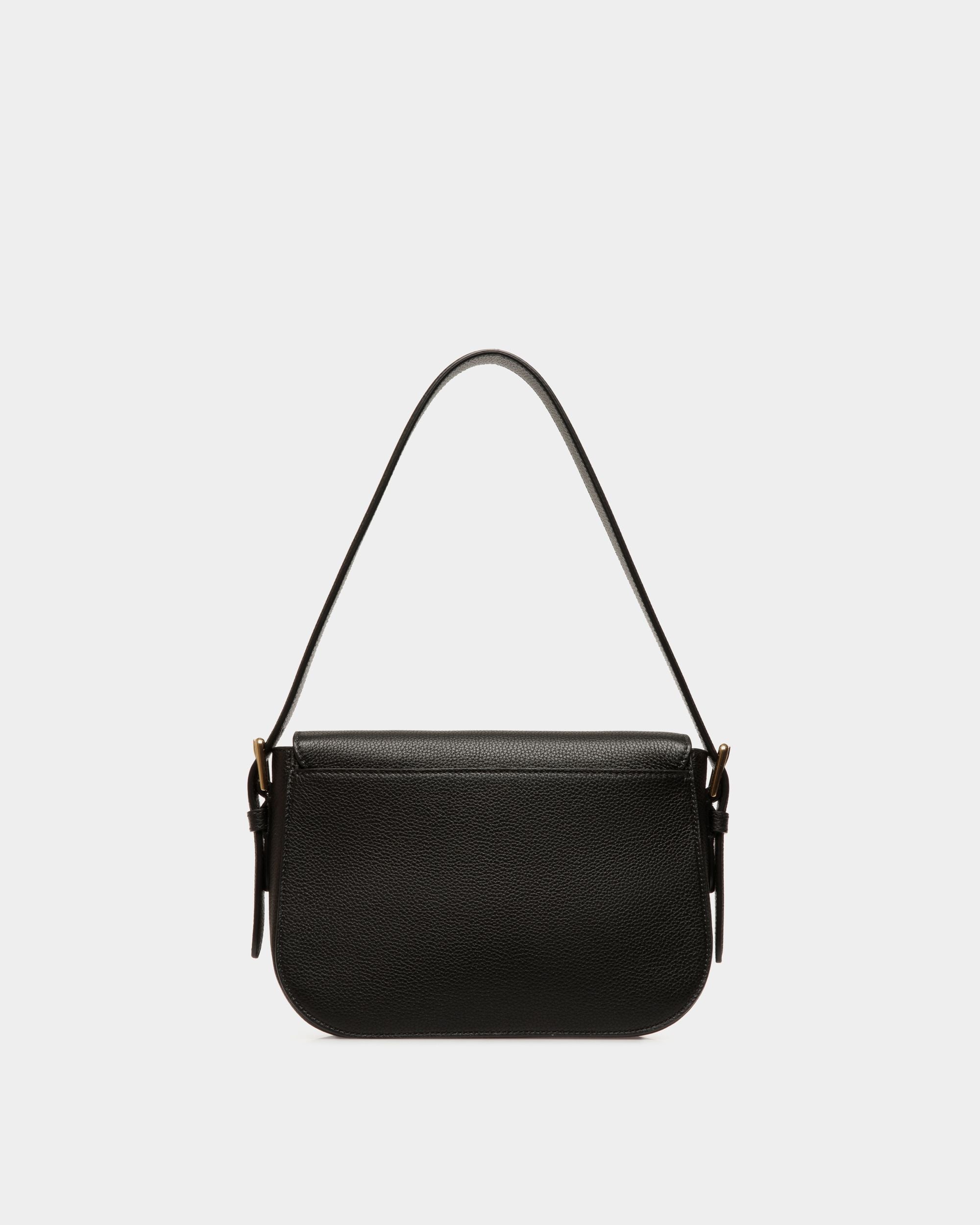Bally Global - Lock Me Shoulder Bag in Black Grained Leather - Black