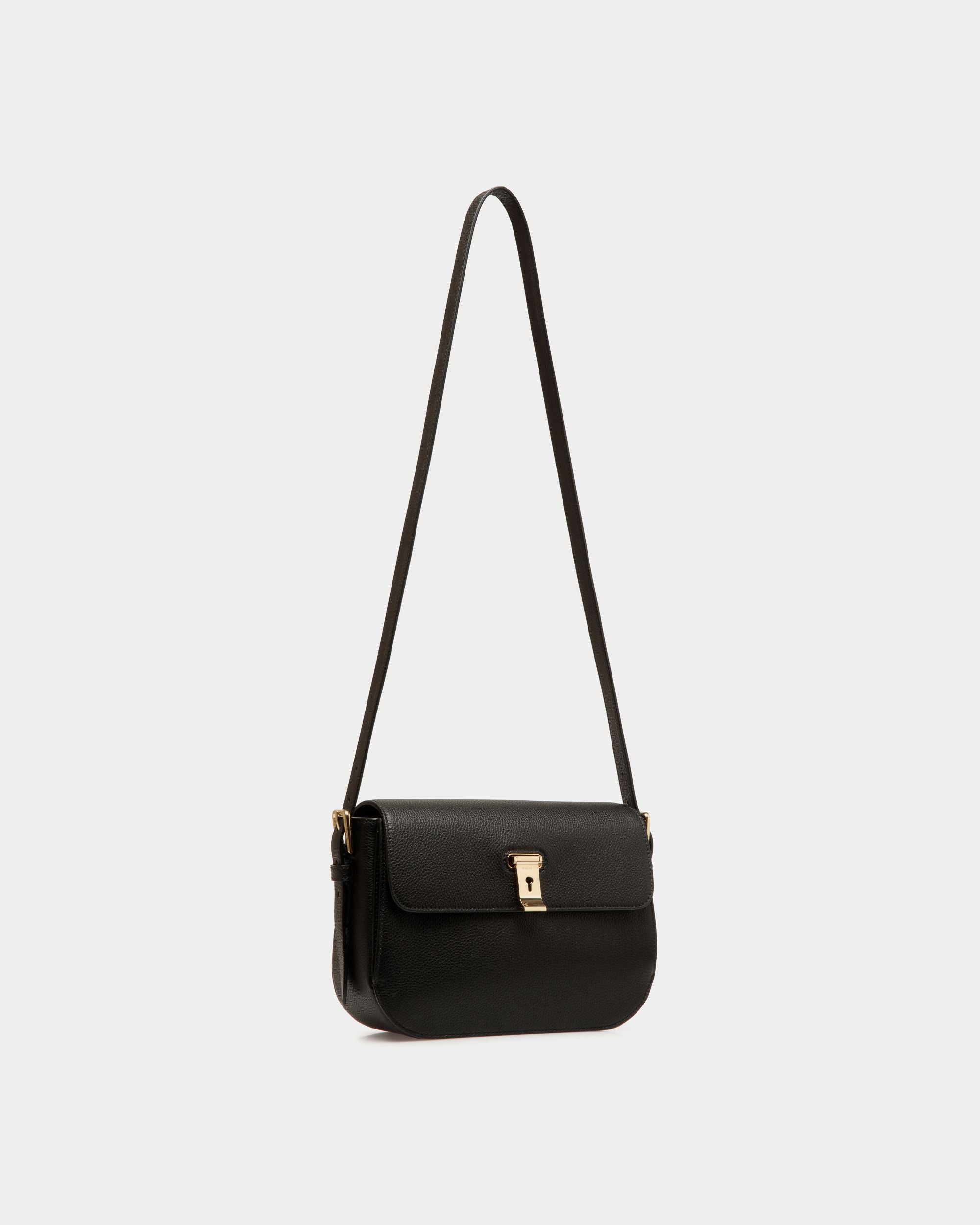 Bally Global - Lock Me Shoulder Bag in Black Grained Leather - Black