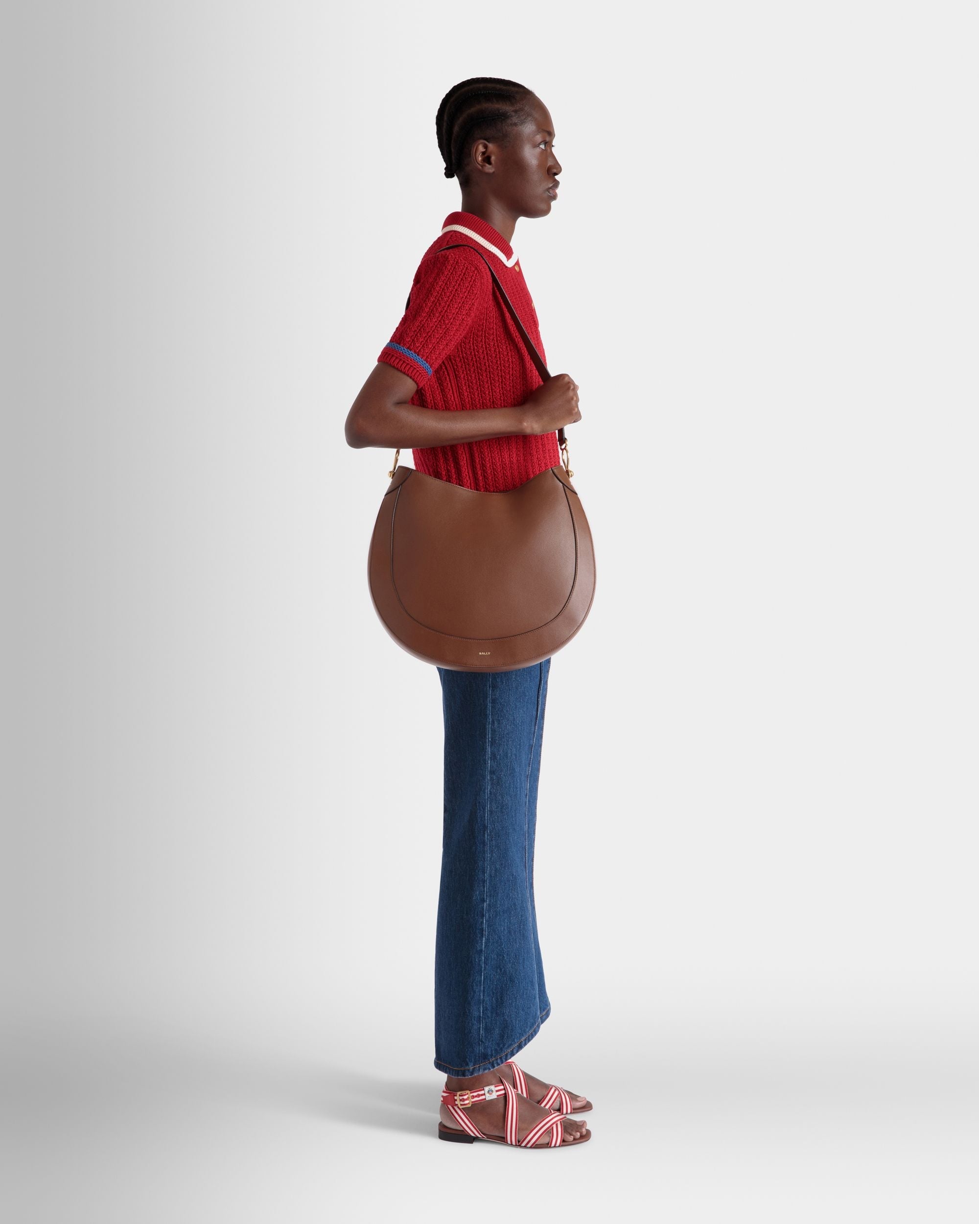 Bally Global - Bolso Hobo Lune De Piel Marrón - Marrón