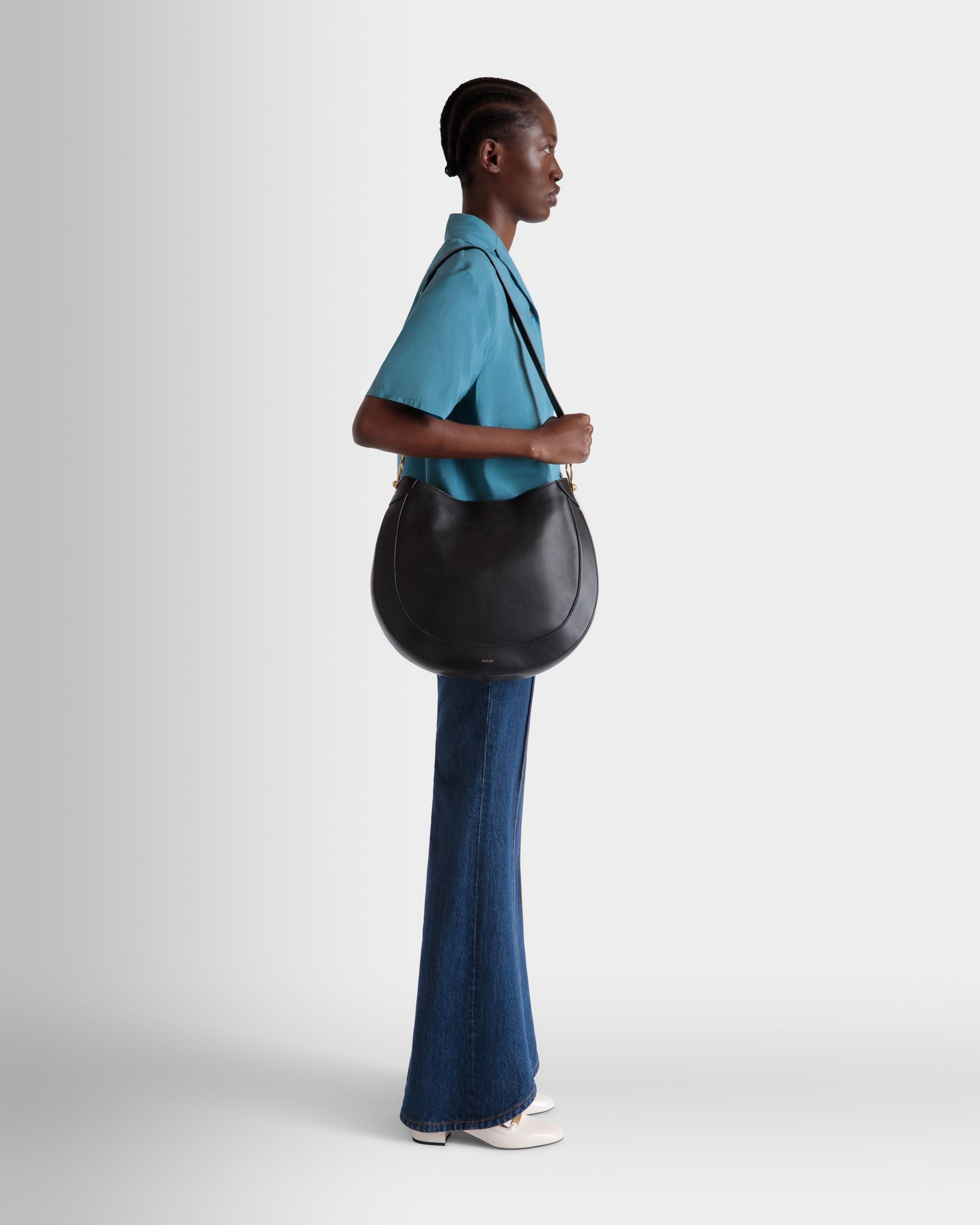 Bally Global - Lune Hobo Bag in Black Leather - Black