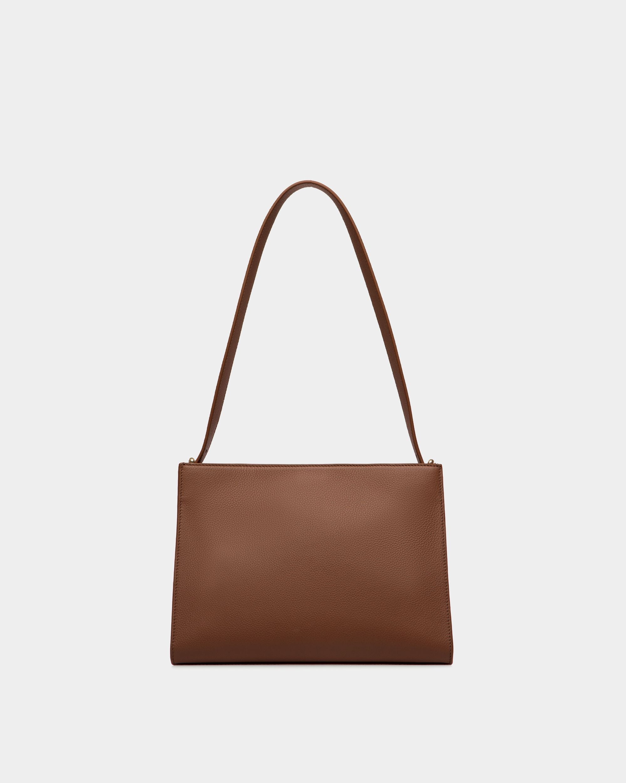 Bally Global - Lock Me Shoulder Bag in Brown Grained Leather - Brown