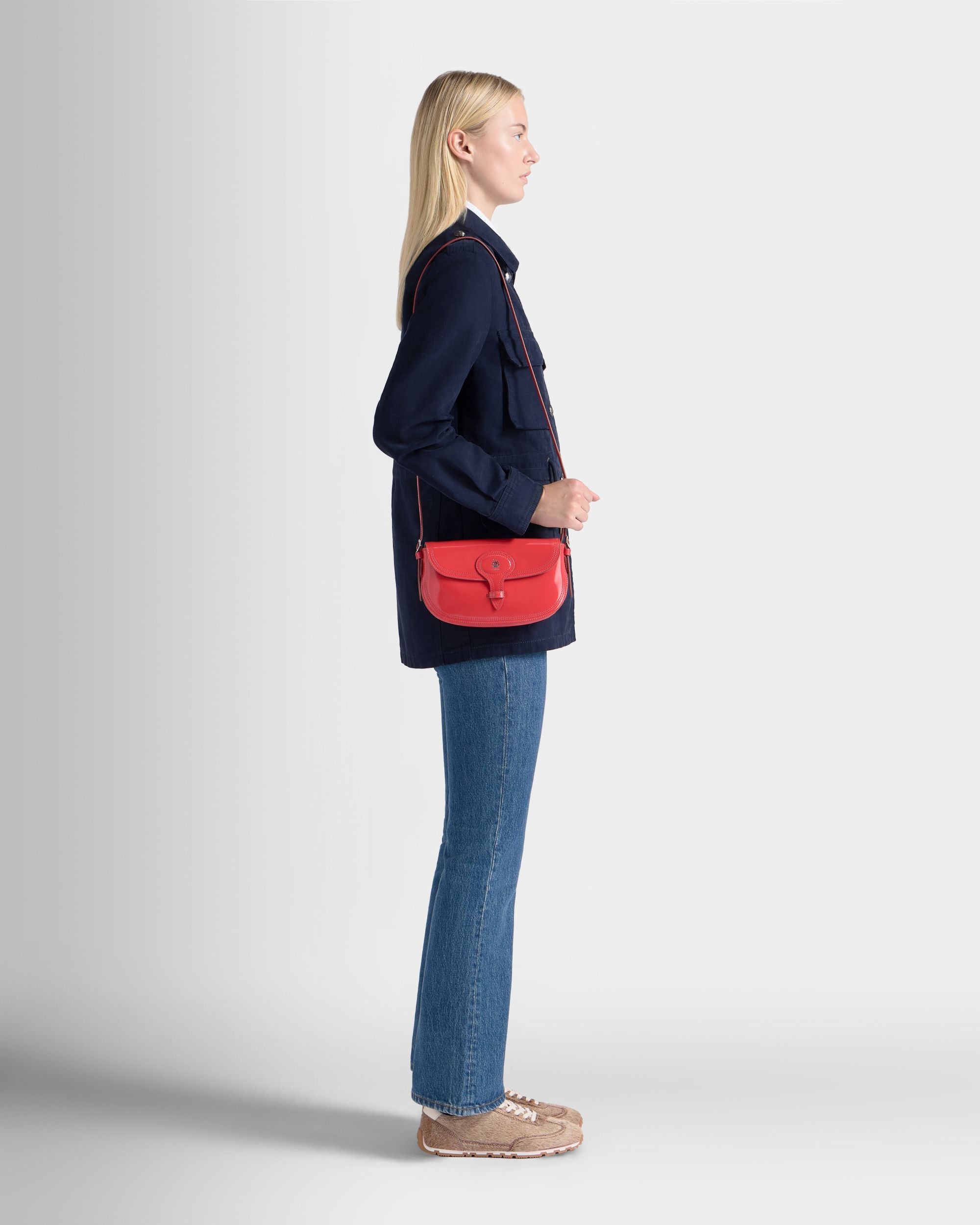 Bally Global - Beckett Small Shoulder Bag in Red Brushed Leather - Red