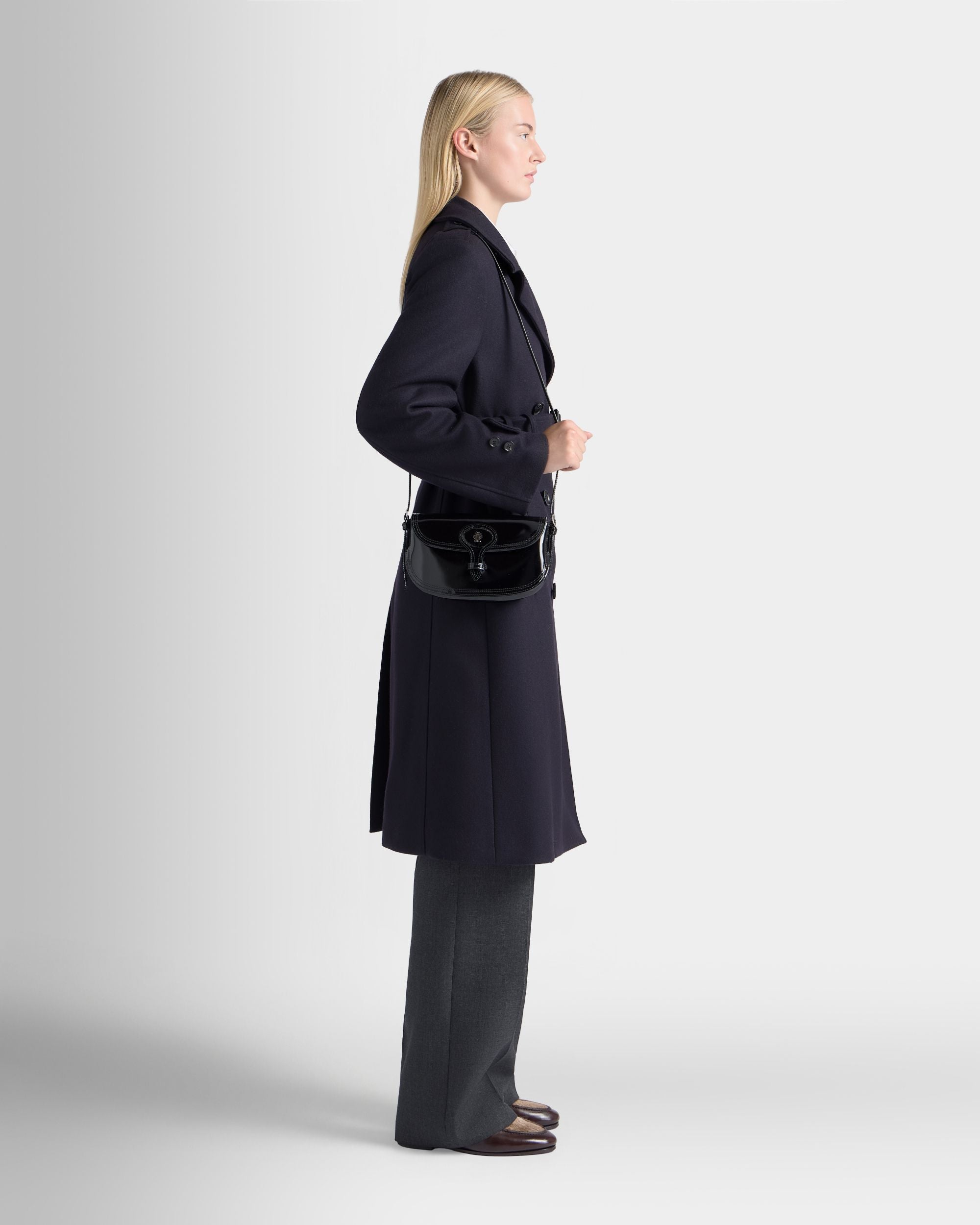 Bally Global - Beckett Small Shoulder Bag in Black Brushed Leather - Black