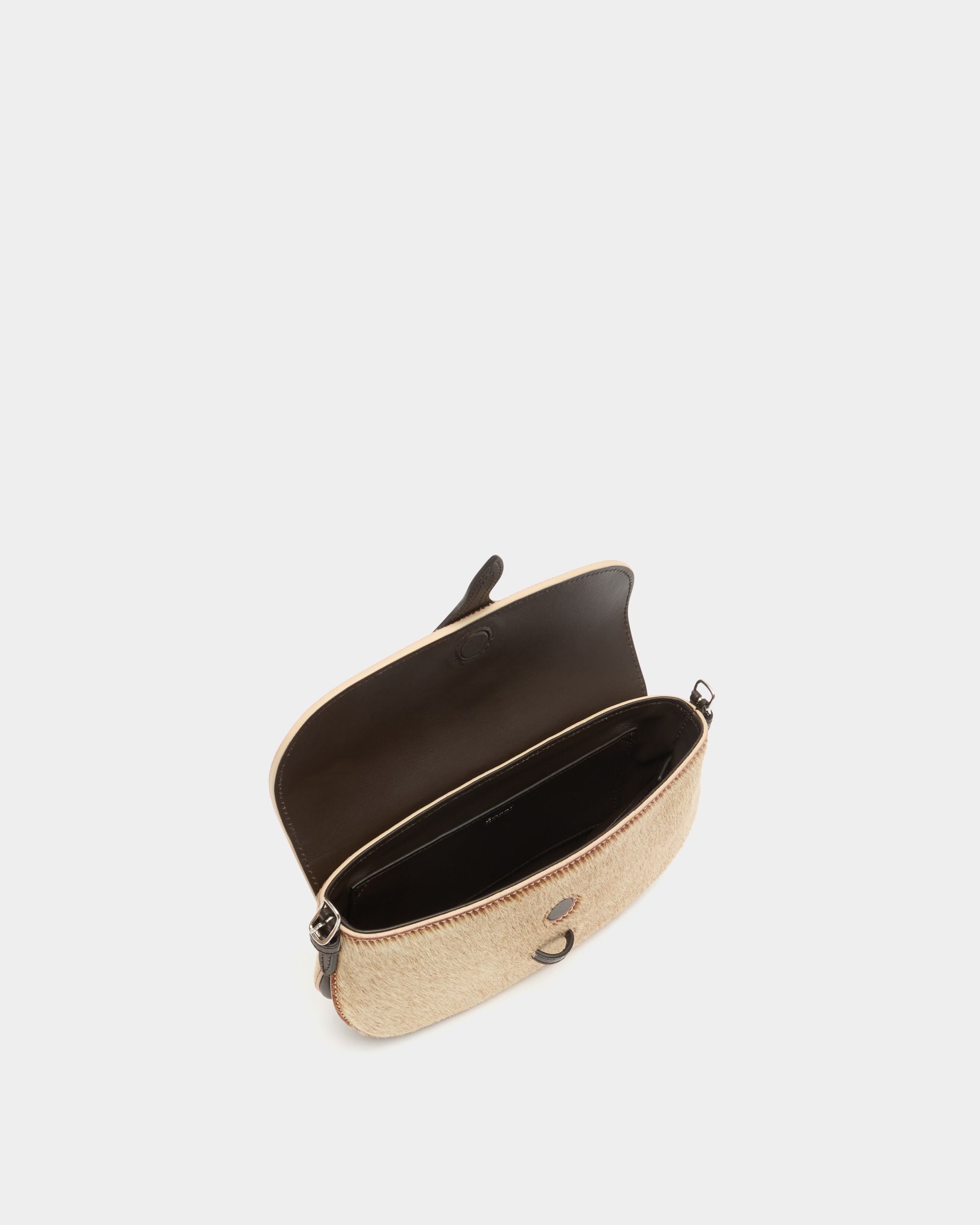 Bally Global - Beckett Small Shoulder Bag in Beige Pony Hair With a Bally Ribbon - Beige