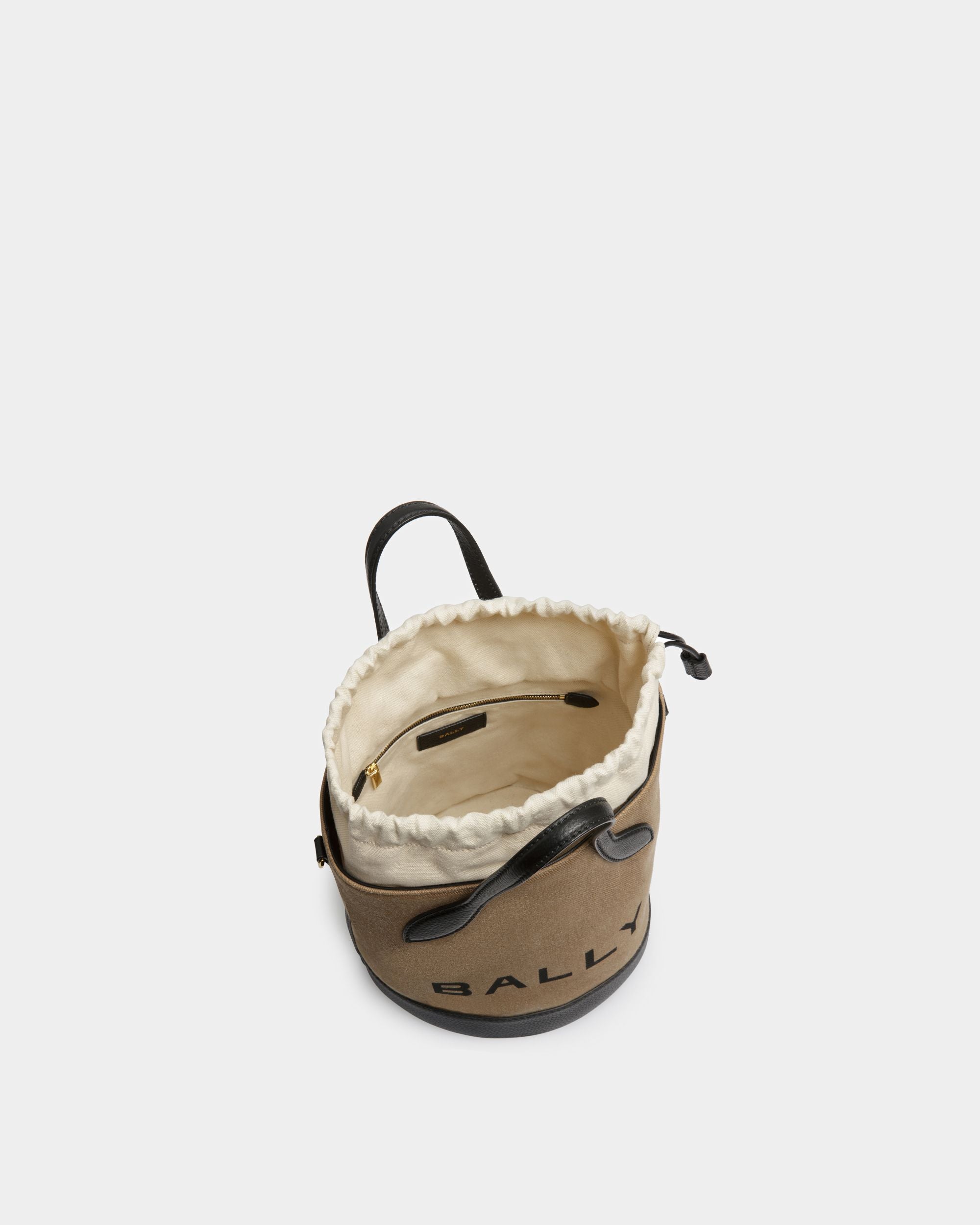 Bally Global - Bar Bucket Bag In Sand And Black Fabric - Beige