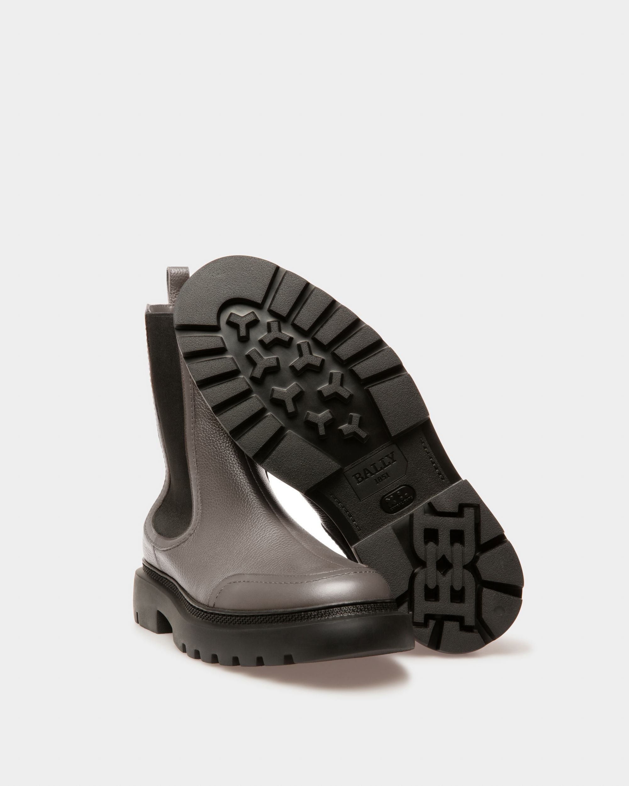 Bally Global - Ginny Flat Leather Boots In Grey - Grey