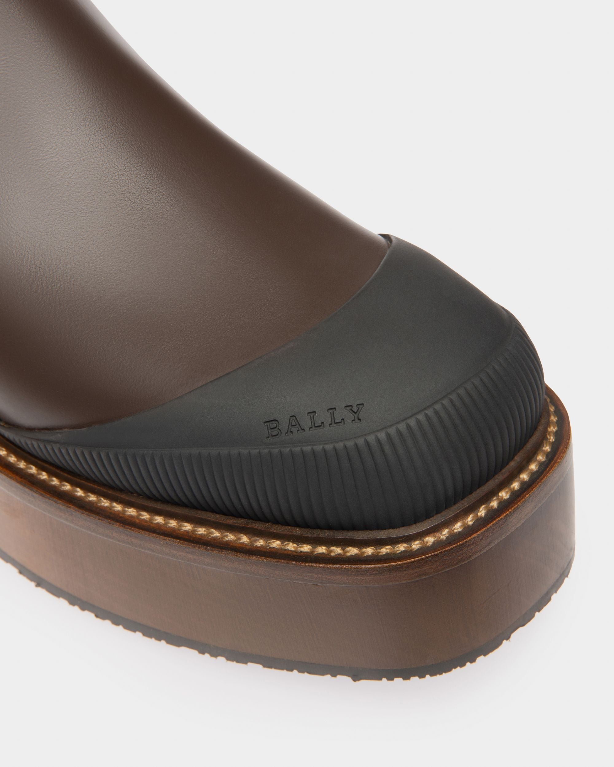 Bally Global - Ilene Leather Booties In Ebony Brown - Brown