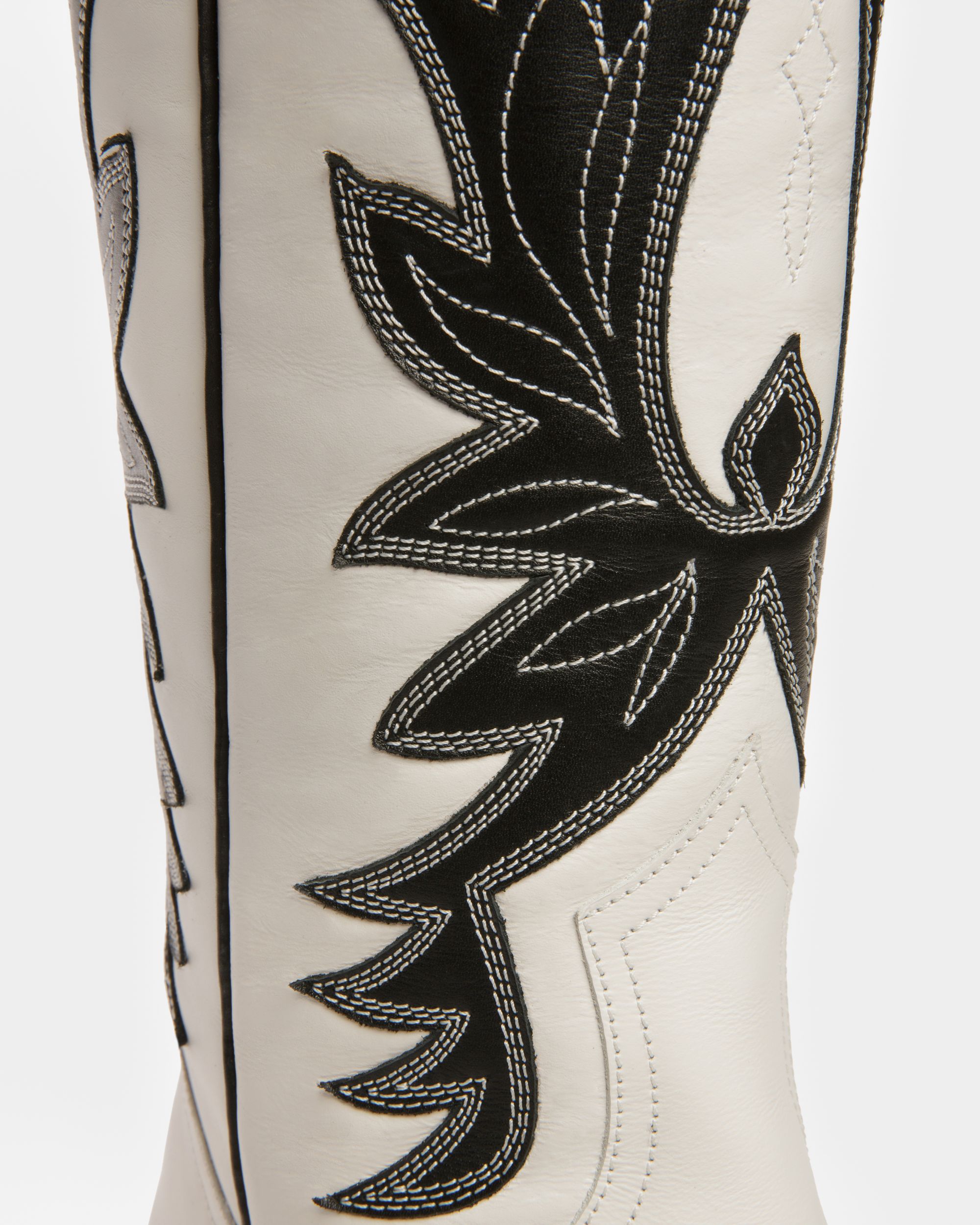 Bally Global - Chambery Leather Long Boots In White & Black - Multicolor