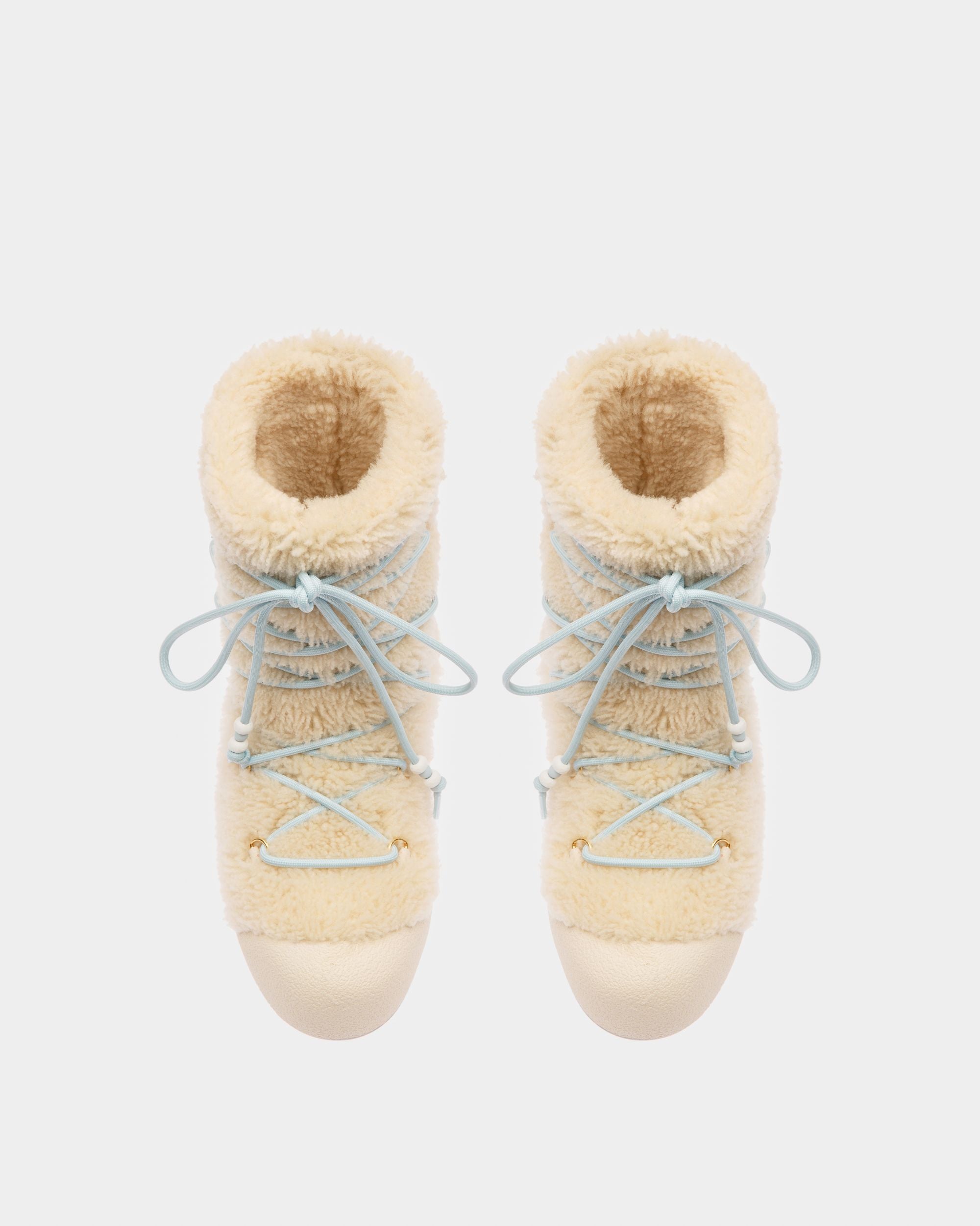 Bally Global - Bota De La Colección Curling De Borreguillo Natural - Blanco