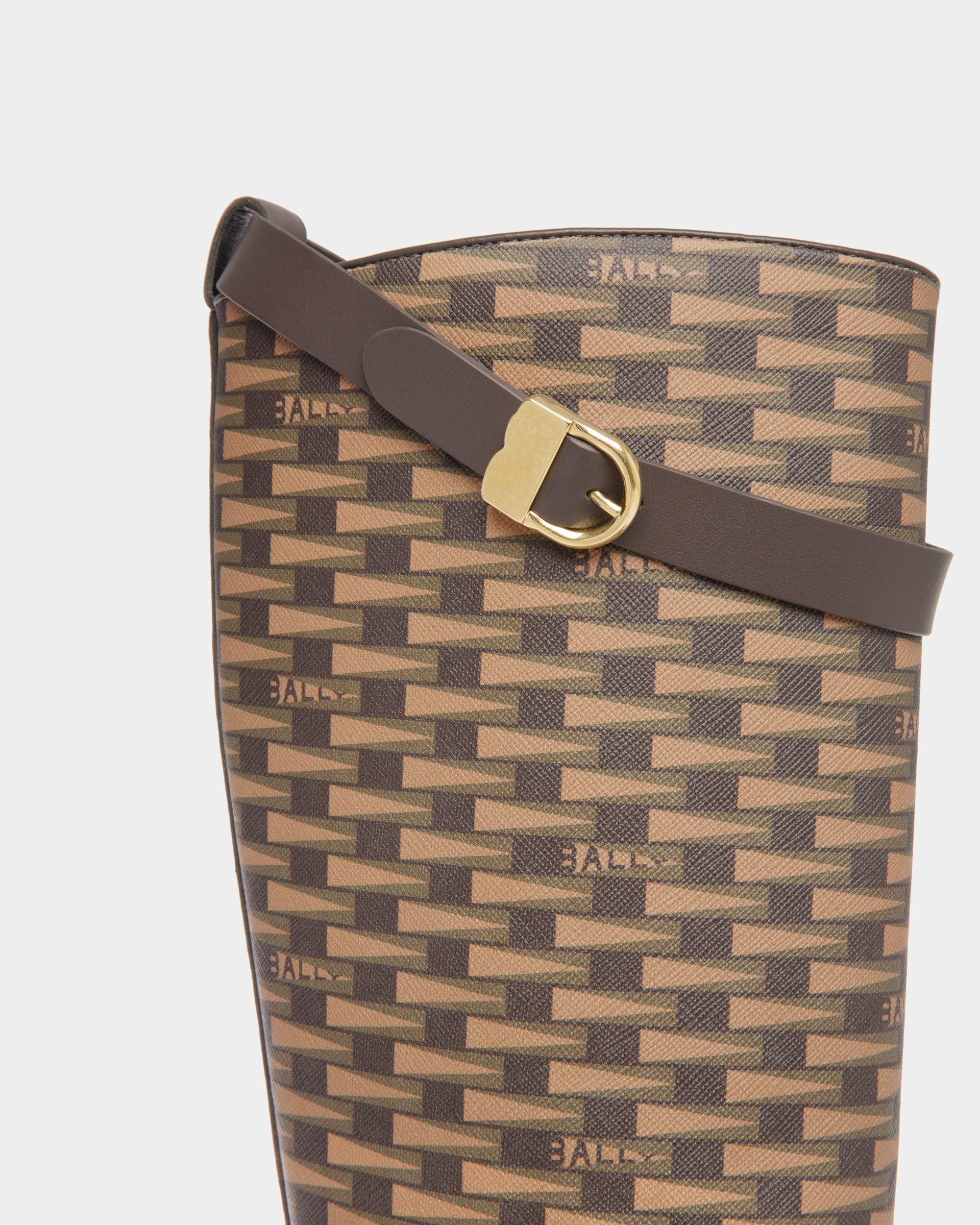Bally Global - Frei Long Boots In Brown Leather And Mixed Cotton - Brown