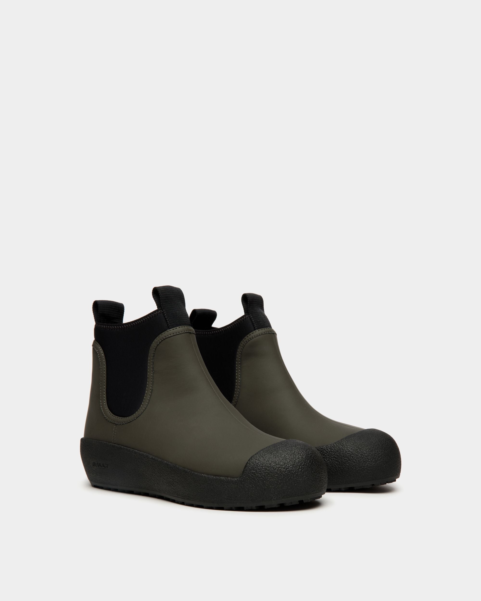 Bally Global - Botín Bally Curling De Piel Military Green Y Negra - Verde