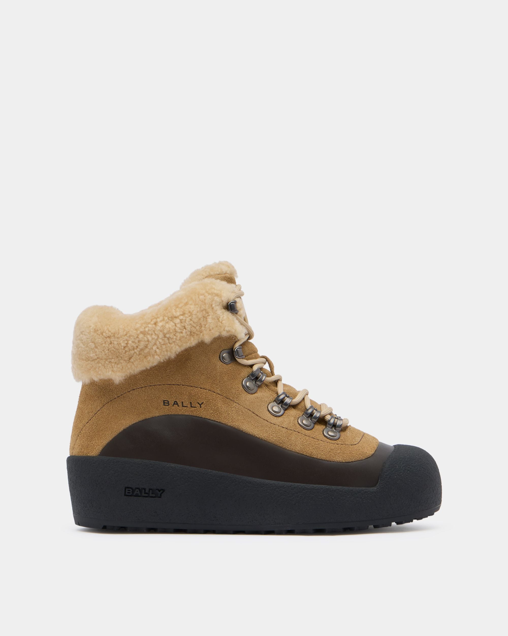Bally Global - Bally Curling Bootie in Brown Suede and Black Leather - Brown