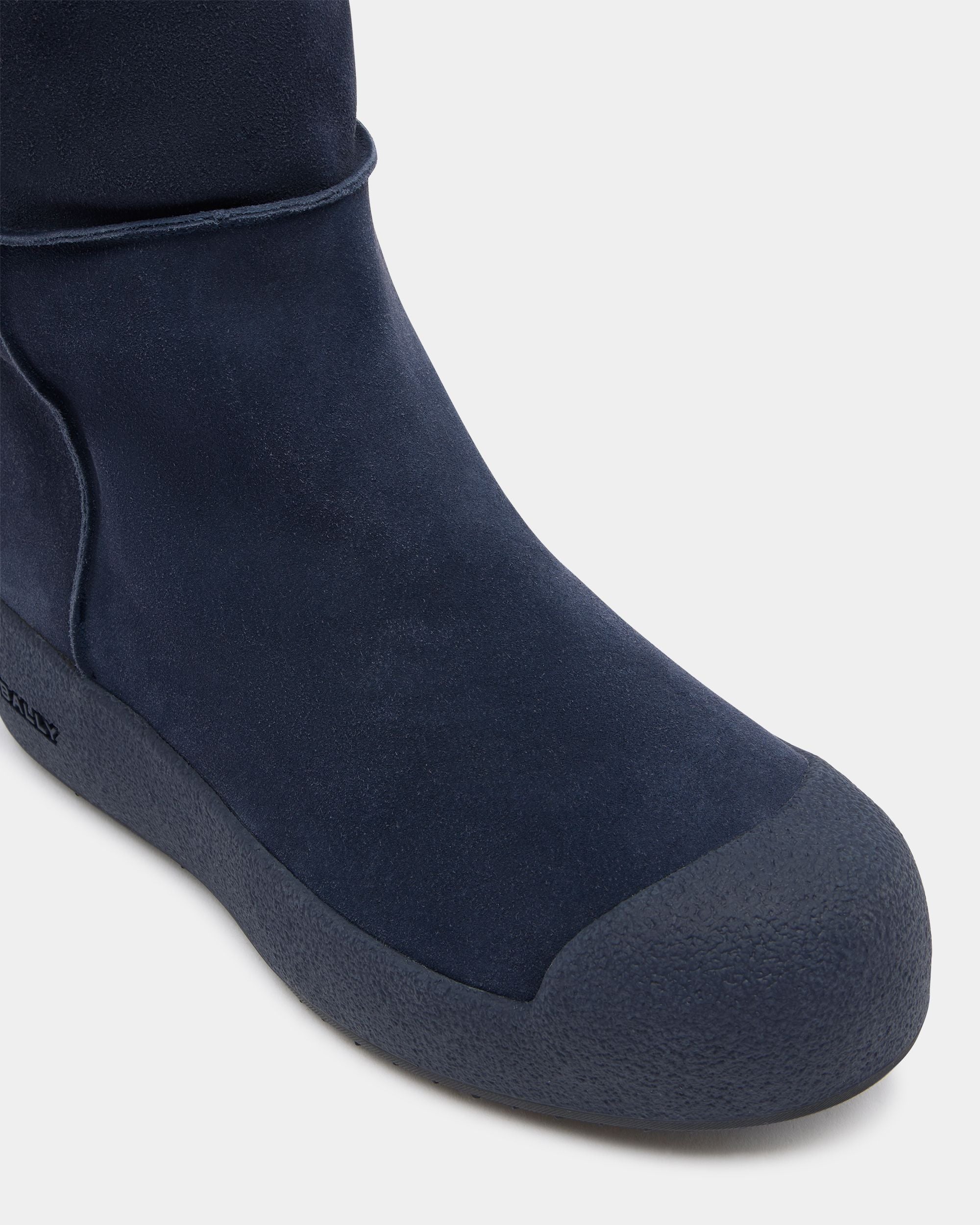 Bally Global - Bally Curling Over-the-knee Boot in Navy Blue Suede - Blue