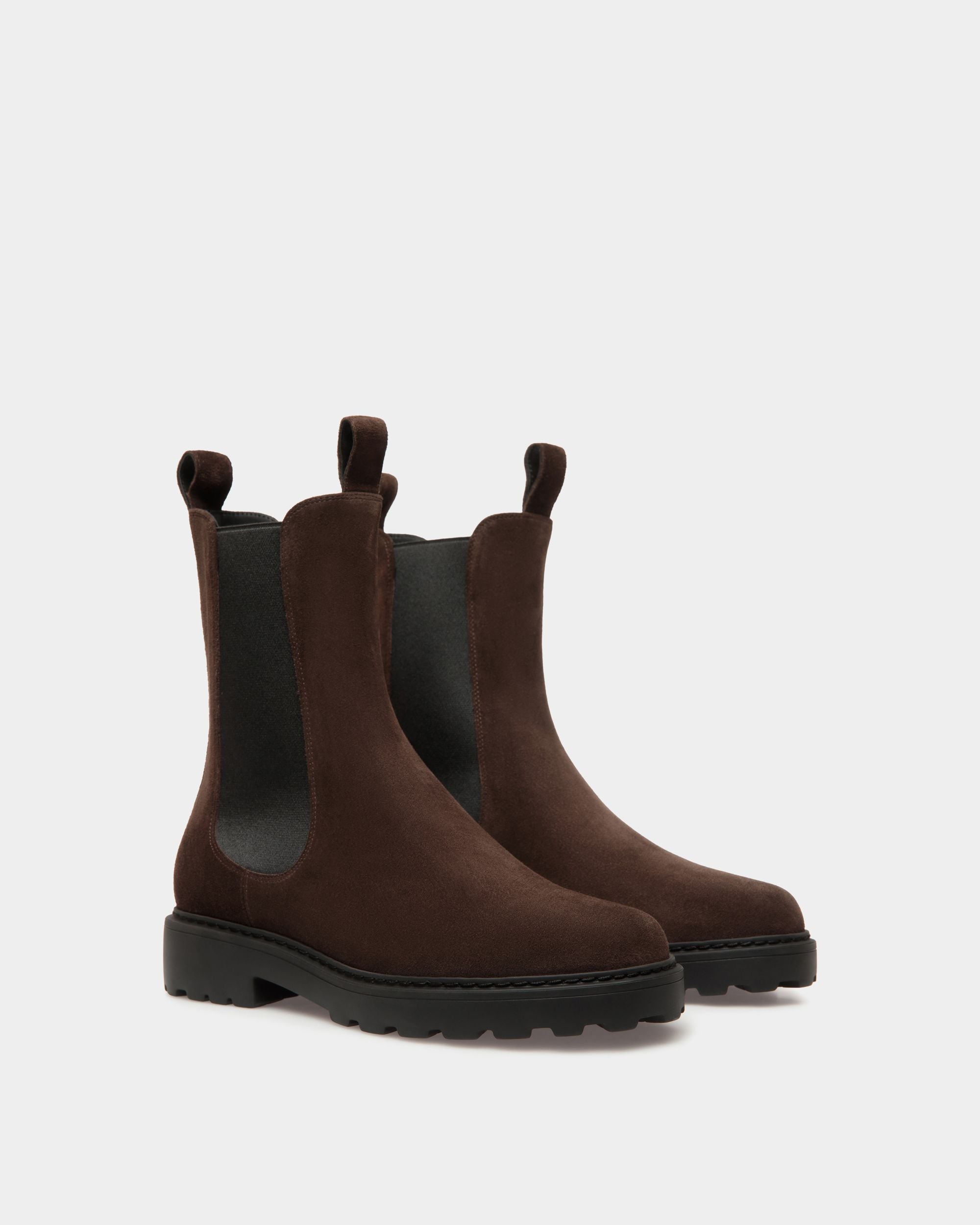 Bally Global - Gusto Bootie In Ebano Suede Leather - Marron