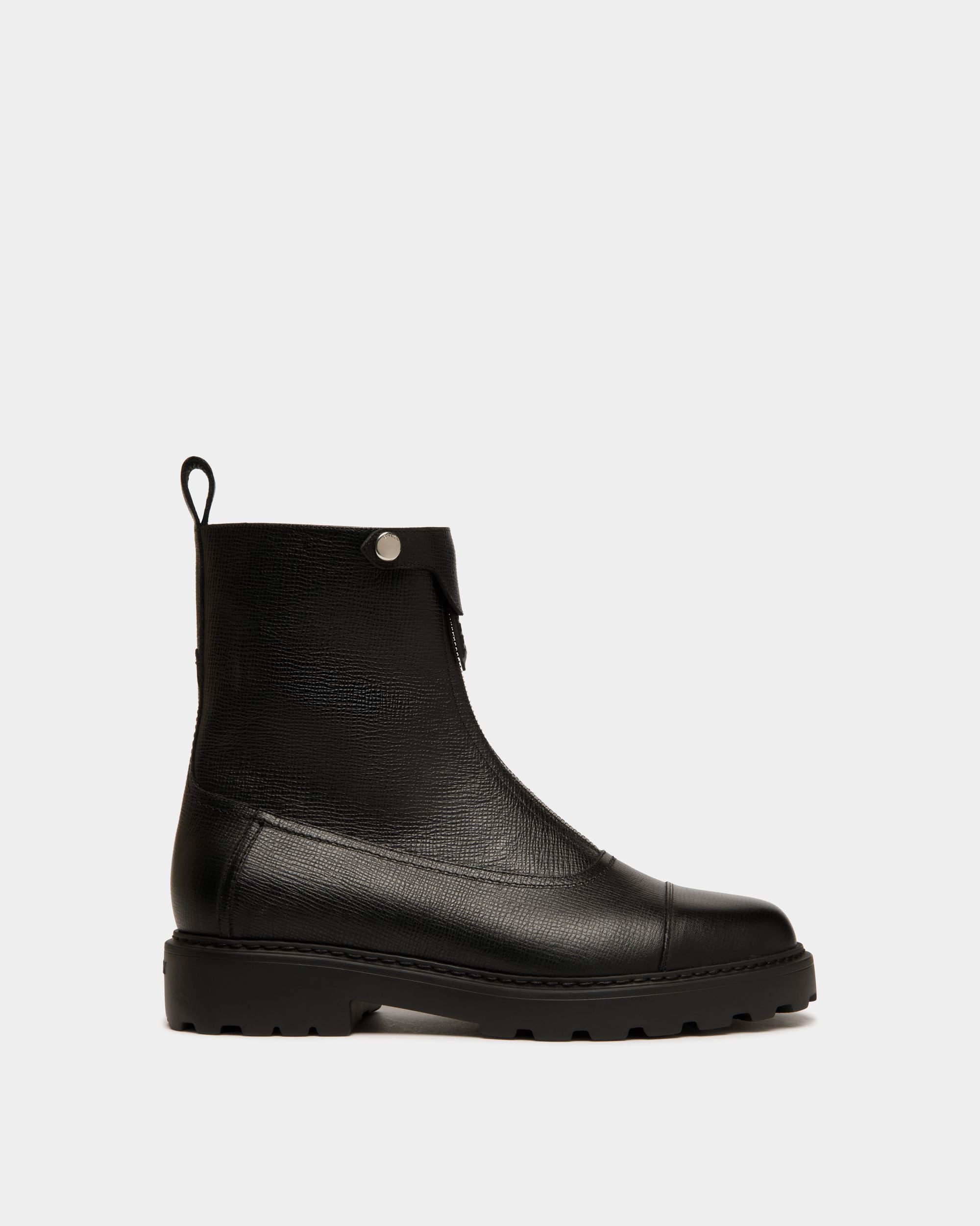 Bally Global - Bottine Gusto En Cuir Noir Grainé - Noir