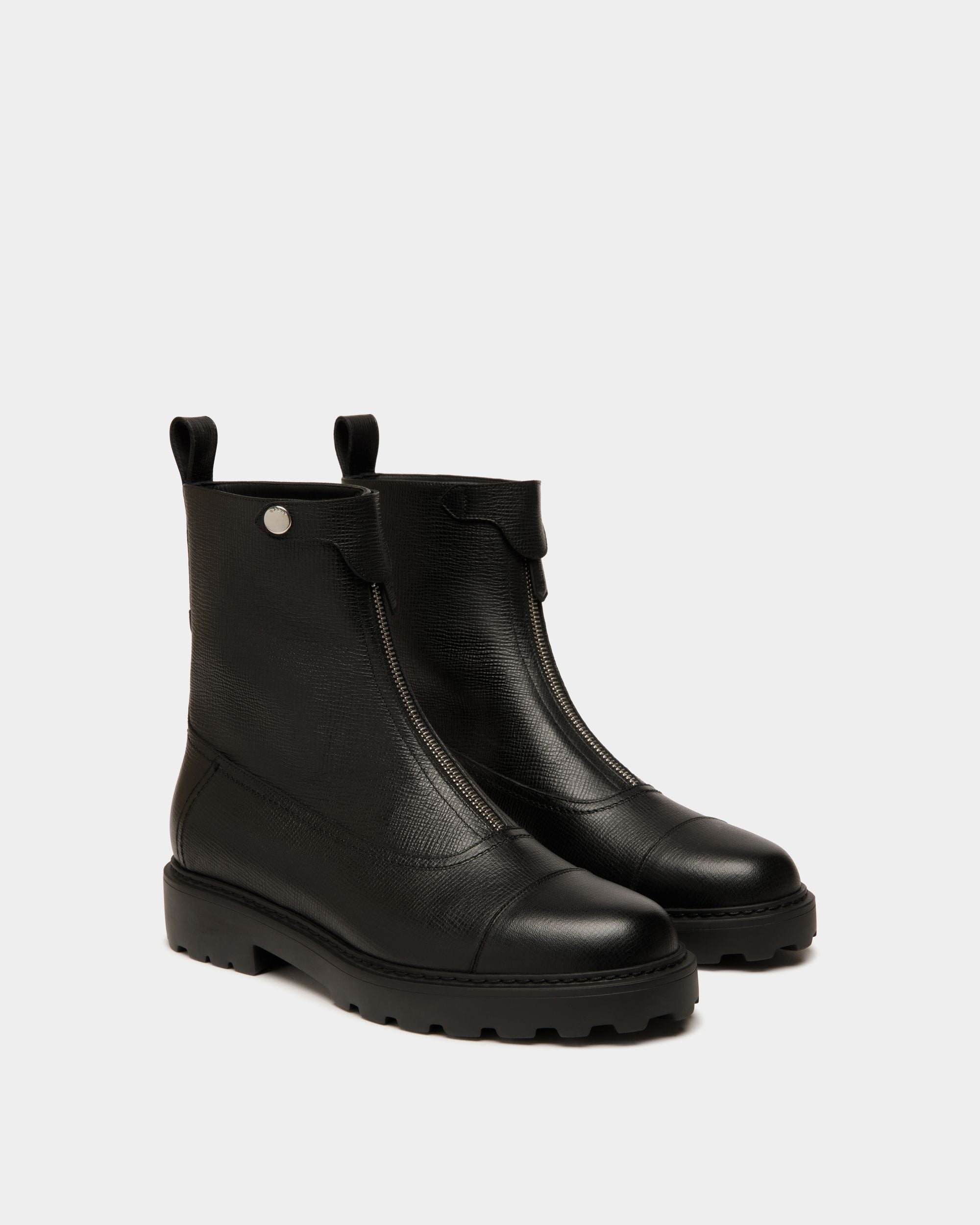Bally Global - Bottine Gusto En Cuir Noir Grainé - Noir