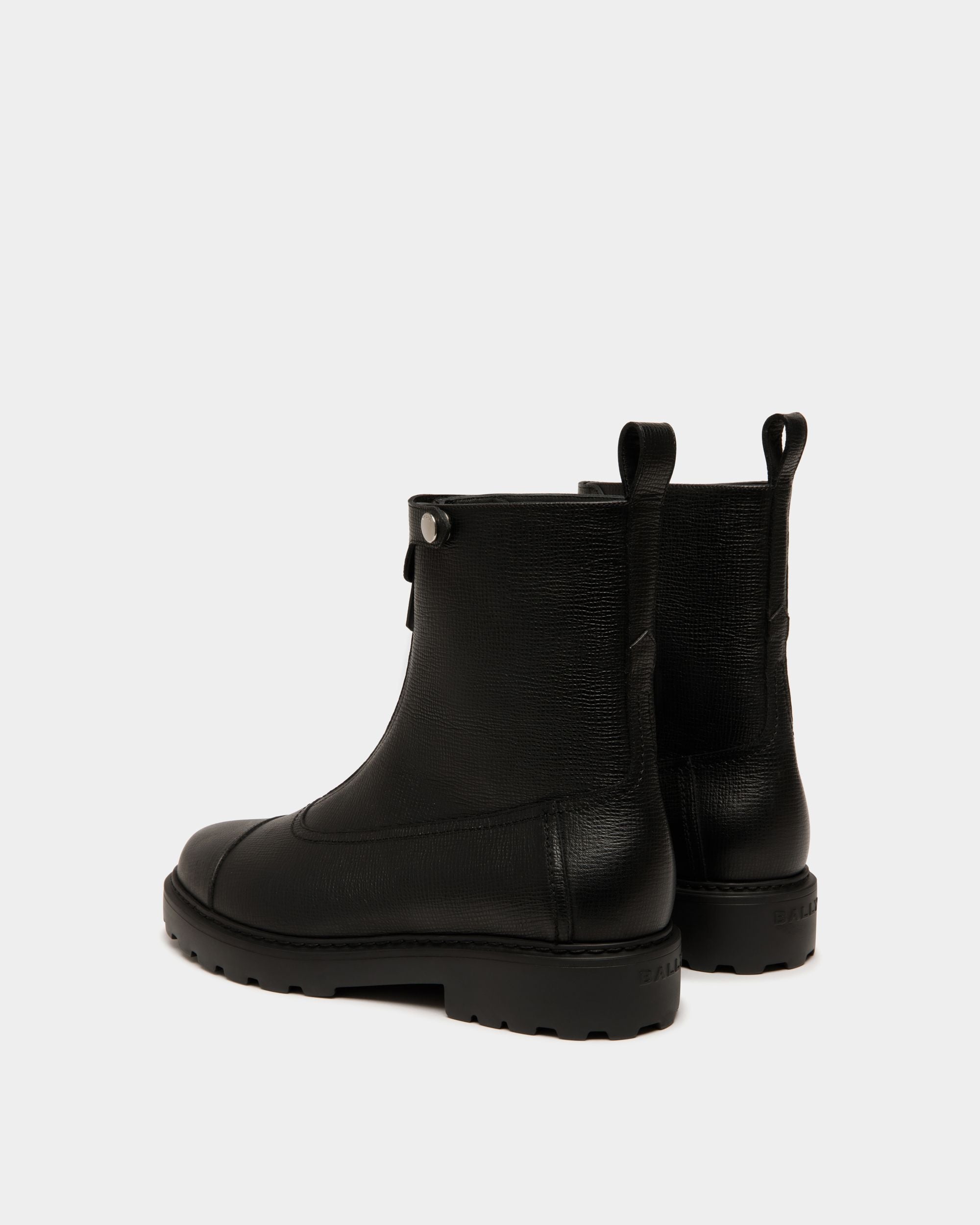 Bally Global - Bottine Gusto En Cuir Noir Grainé - Noir