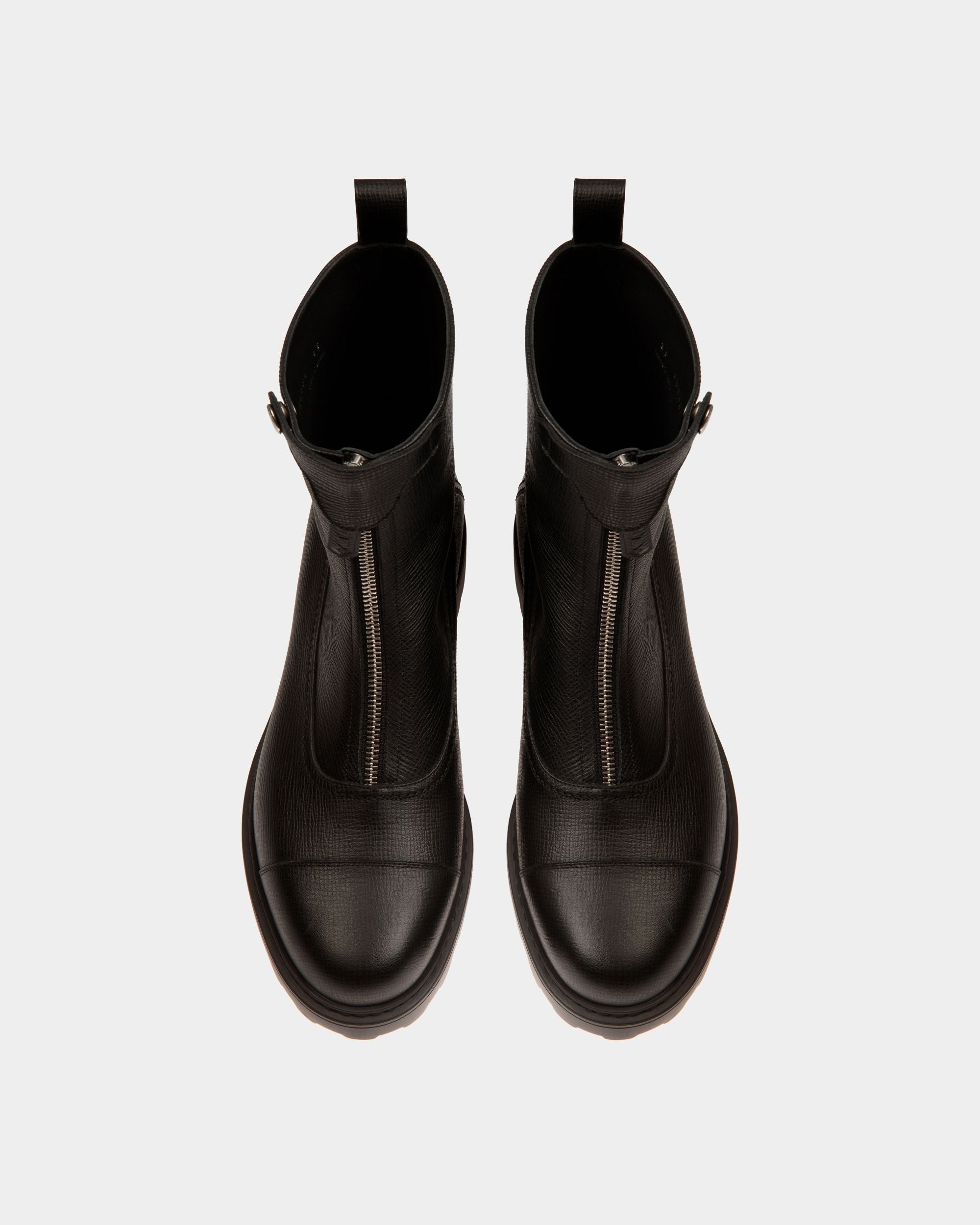 Bally Global - Bottine Gusto En Cuir Noir Grainé - Noir