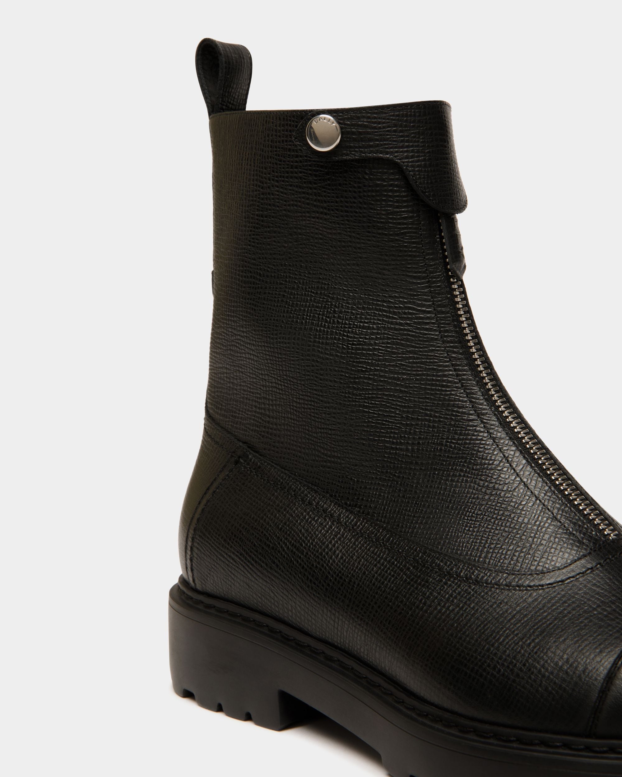 Bally Global - Bottine Gusto En Cuir Noir Grainé - Noir