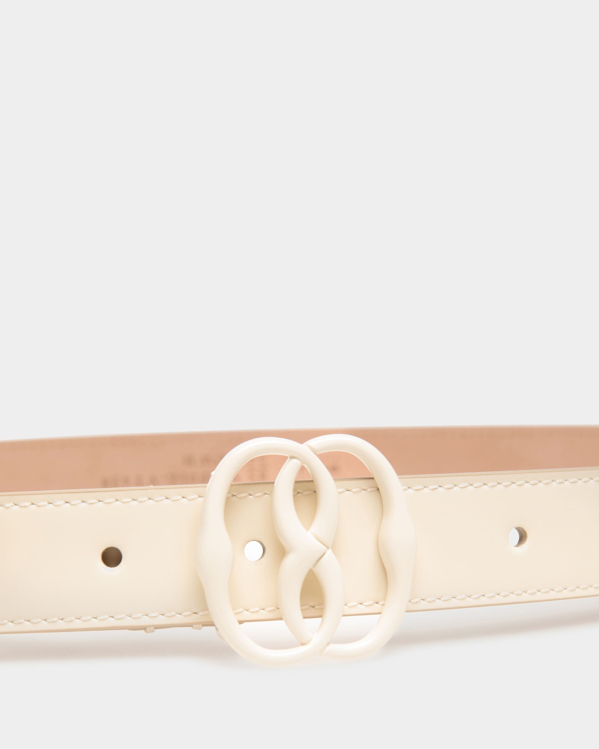 Bally Global - Emblem Fixed Belt In Bone Leather - Blanco