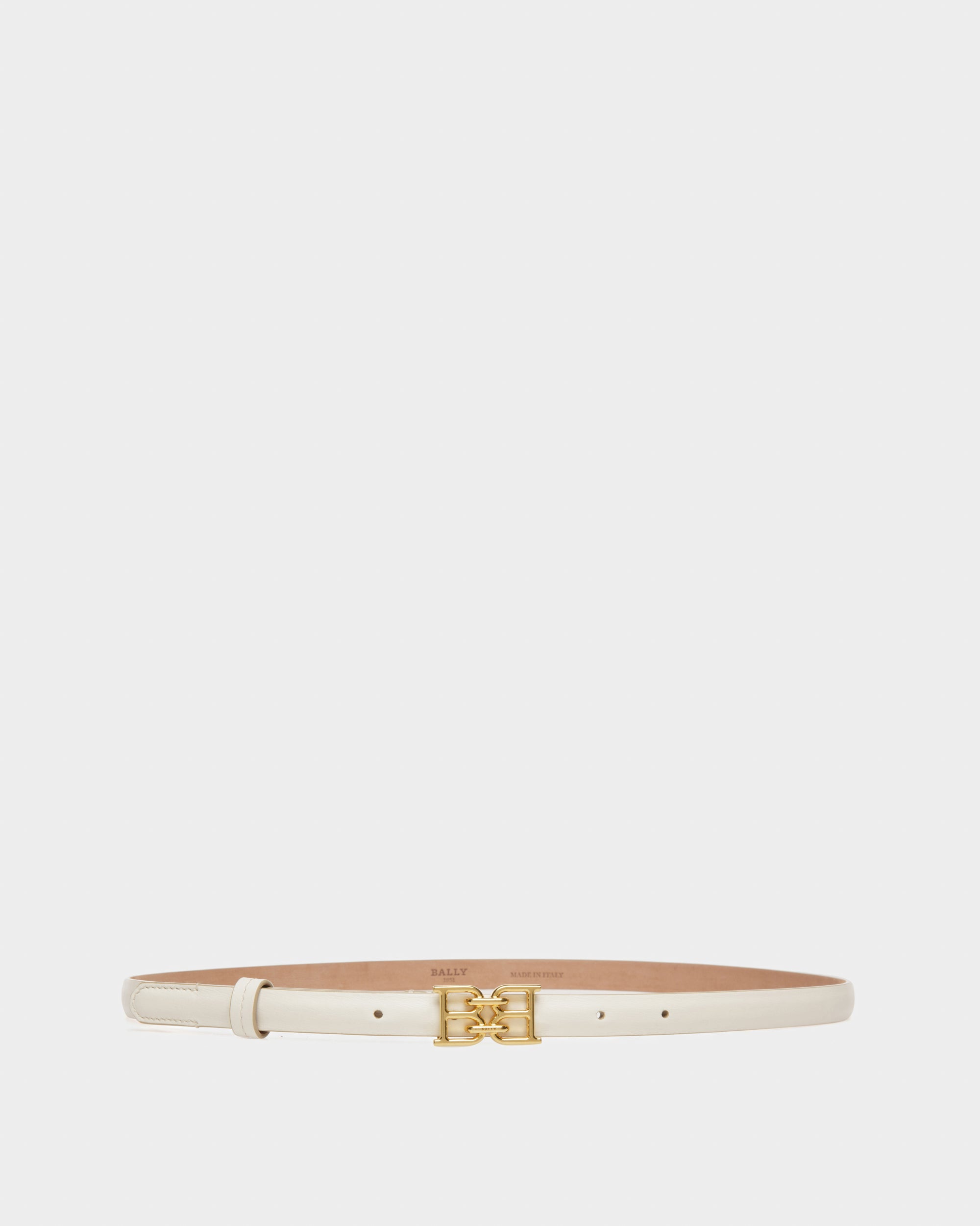 Bally Global - B-Chain Leather 15mm Belt In Bone - White