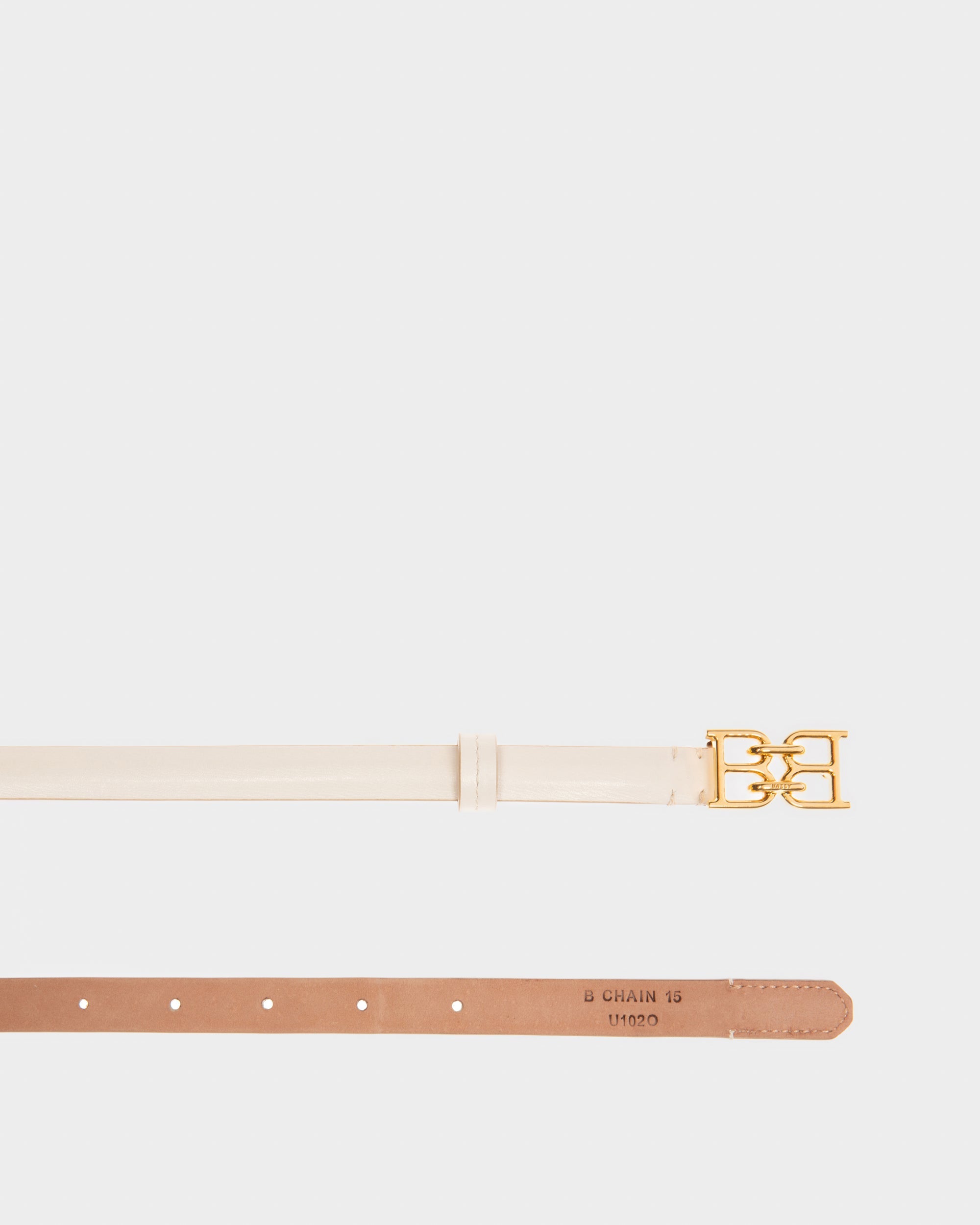 Bally Global - B-Chain Leather 15mm Belt In Bone - White