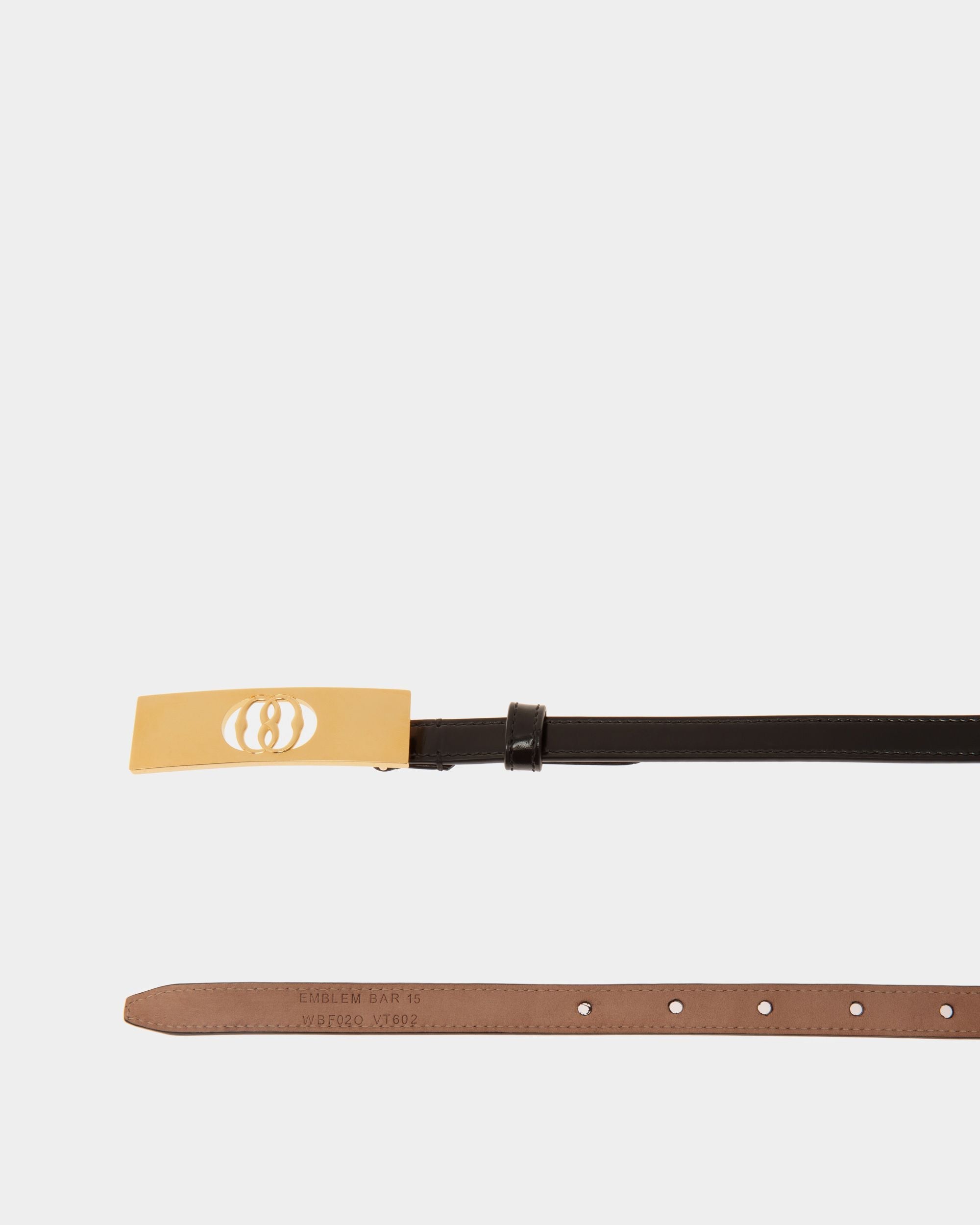 Bally Global - Emblem 15 Mm Belt In Black Brushed Leather - Noir