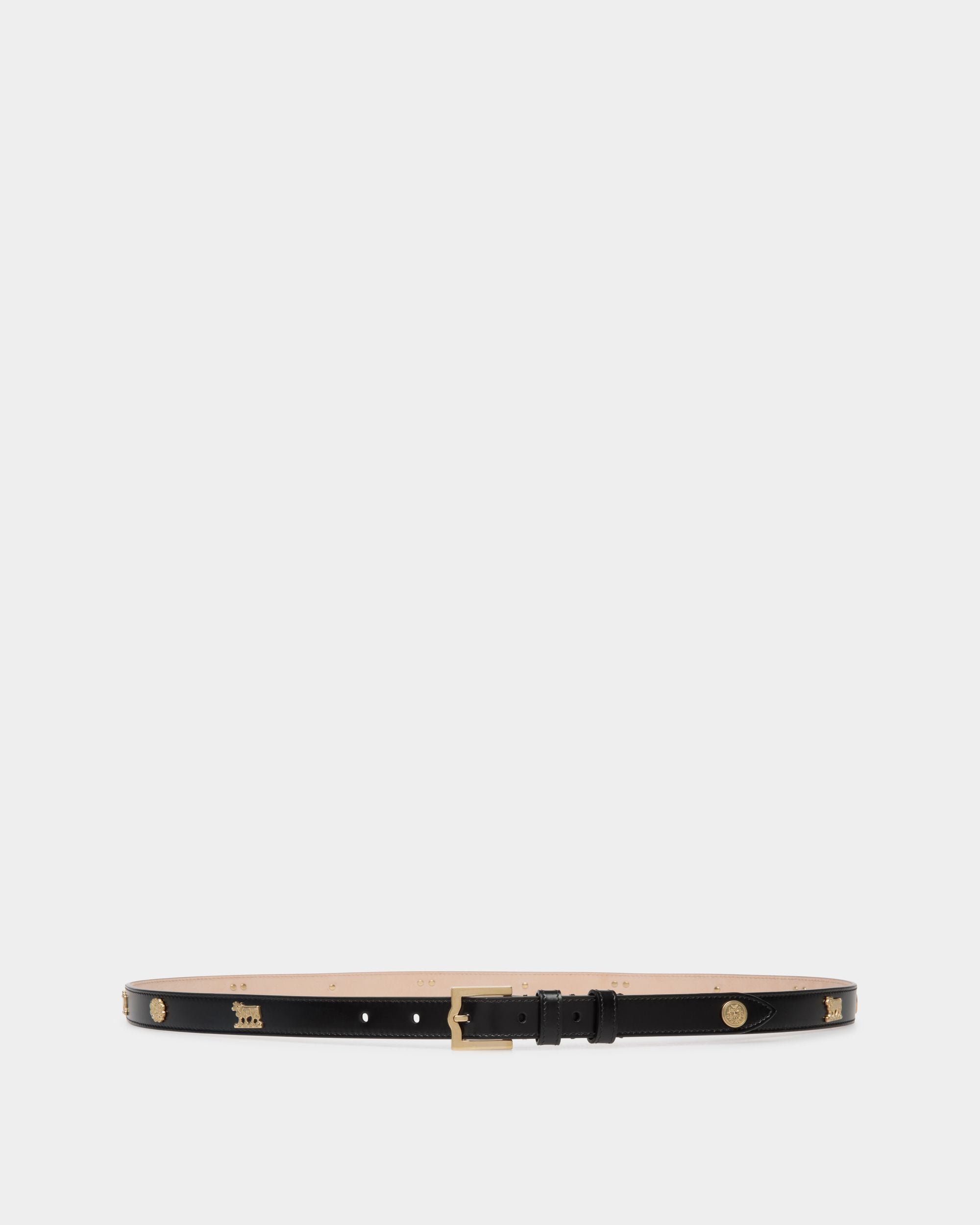 Bally Global - Ceinture Emblem 105 cm En Cuir Brossé Noir - Noir