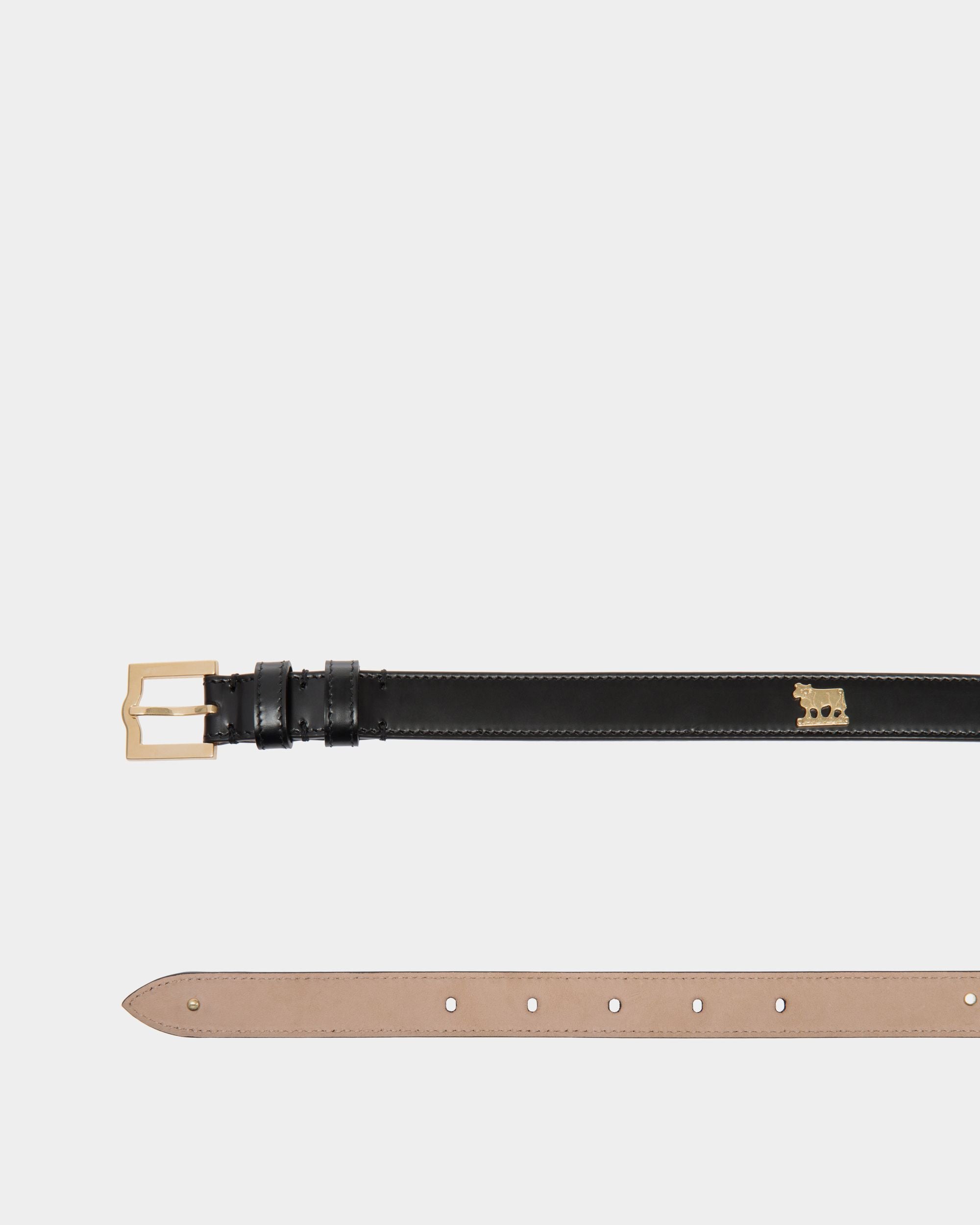 Bally Global - Ceinture Emblem 105 cm En Cuir Brossé Noir - Noir