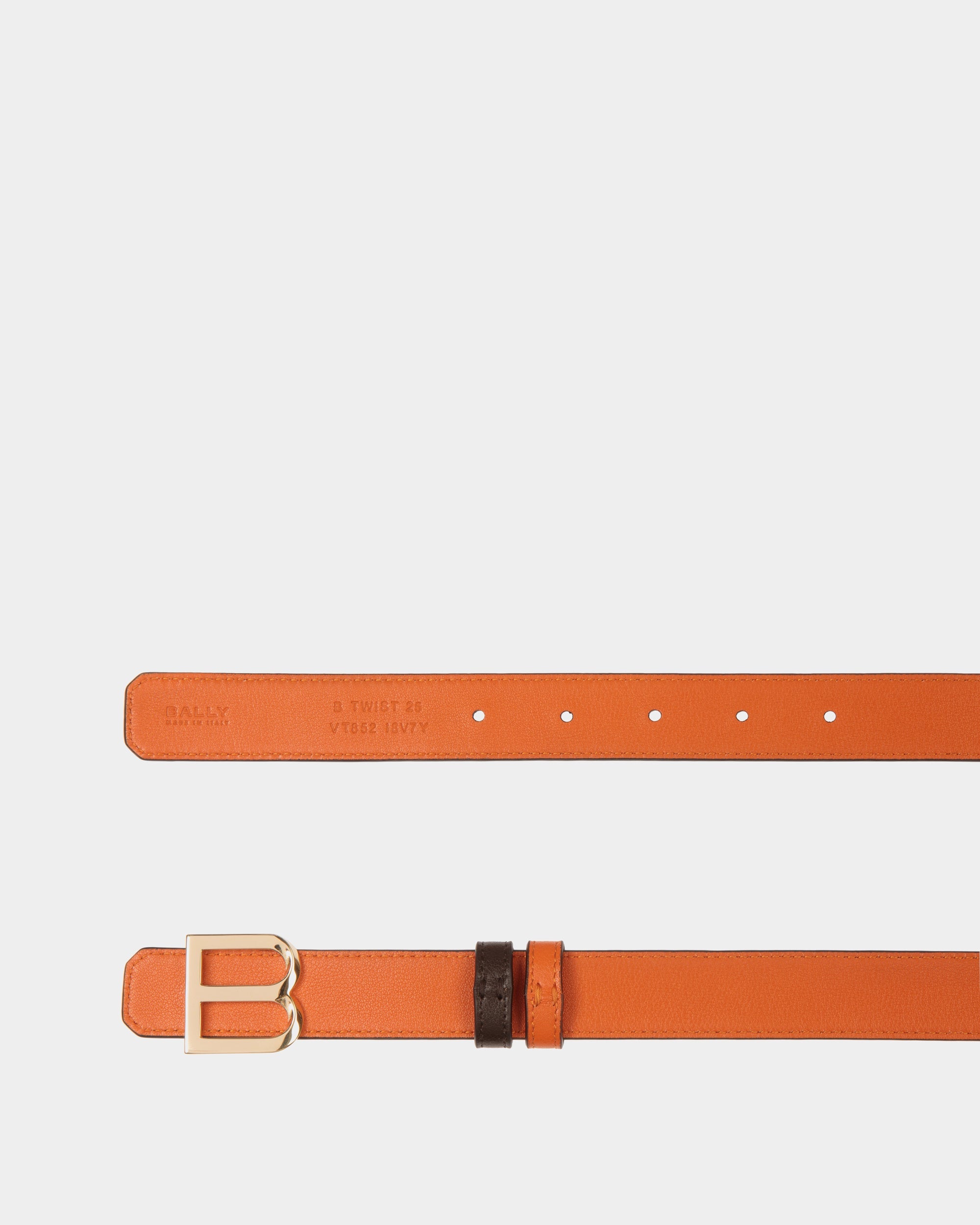 Bally Global - Cinturón Reversible B Twist 25 Mm De Piel Ébano Y Koi Orange - Multicolor