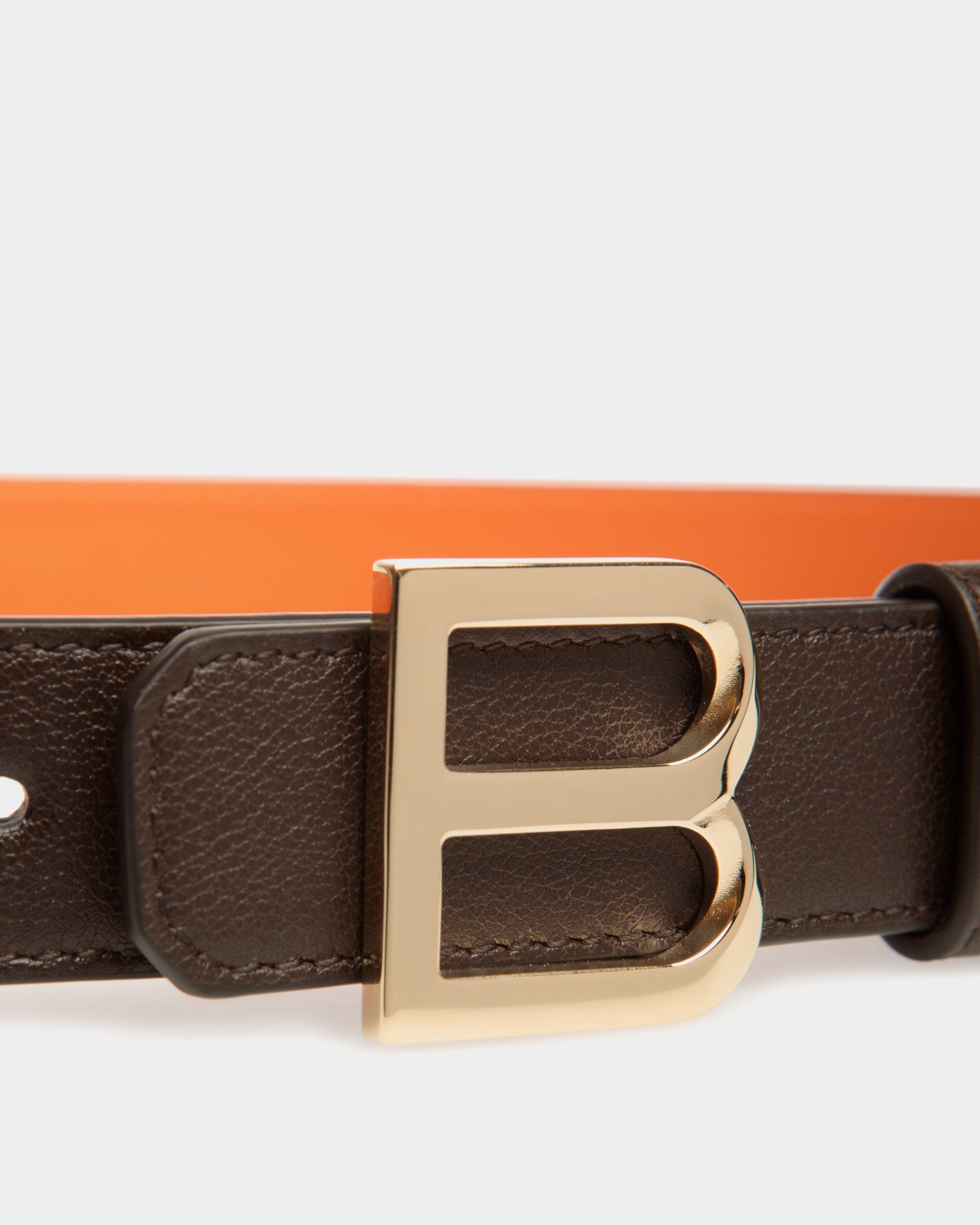 Bally Global - Cinturón Reversible B Twist 25 Mm De Piel Ébano Y Koi Orange - Multicolor