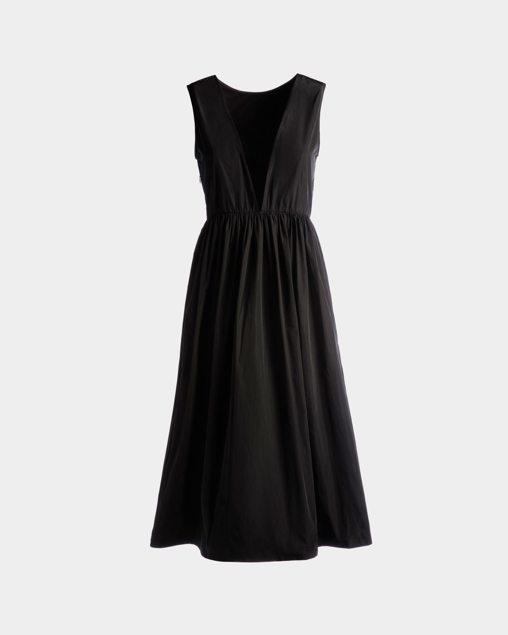 Bally Global - Robe Midi Sans Manches En Duchesse Technique Noire - Noir